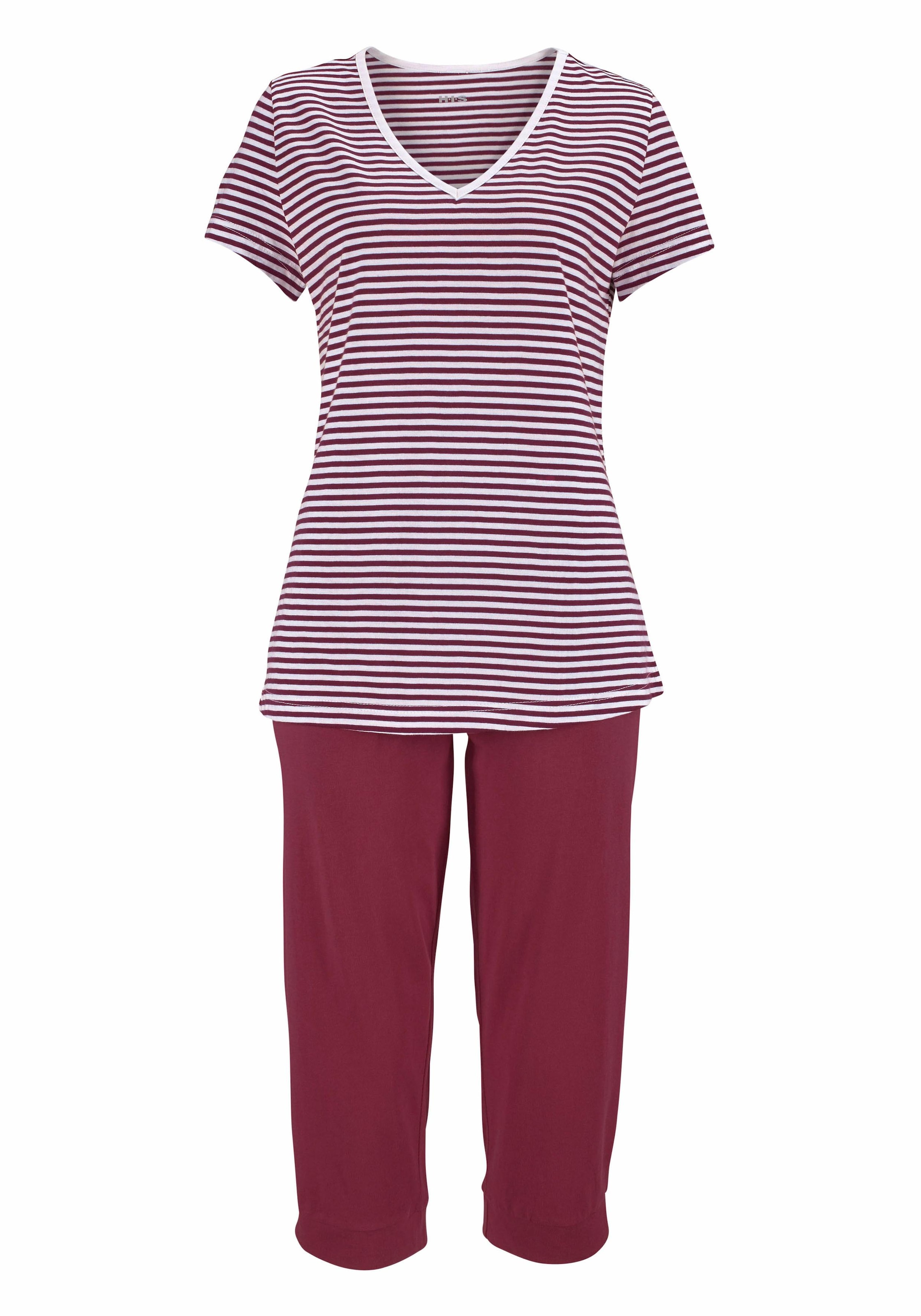 H.I.S Capri-Pyjama, (2 tlg.), mit geringeltem T-Shirt und legerer Hose