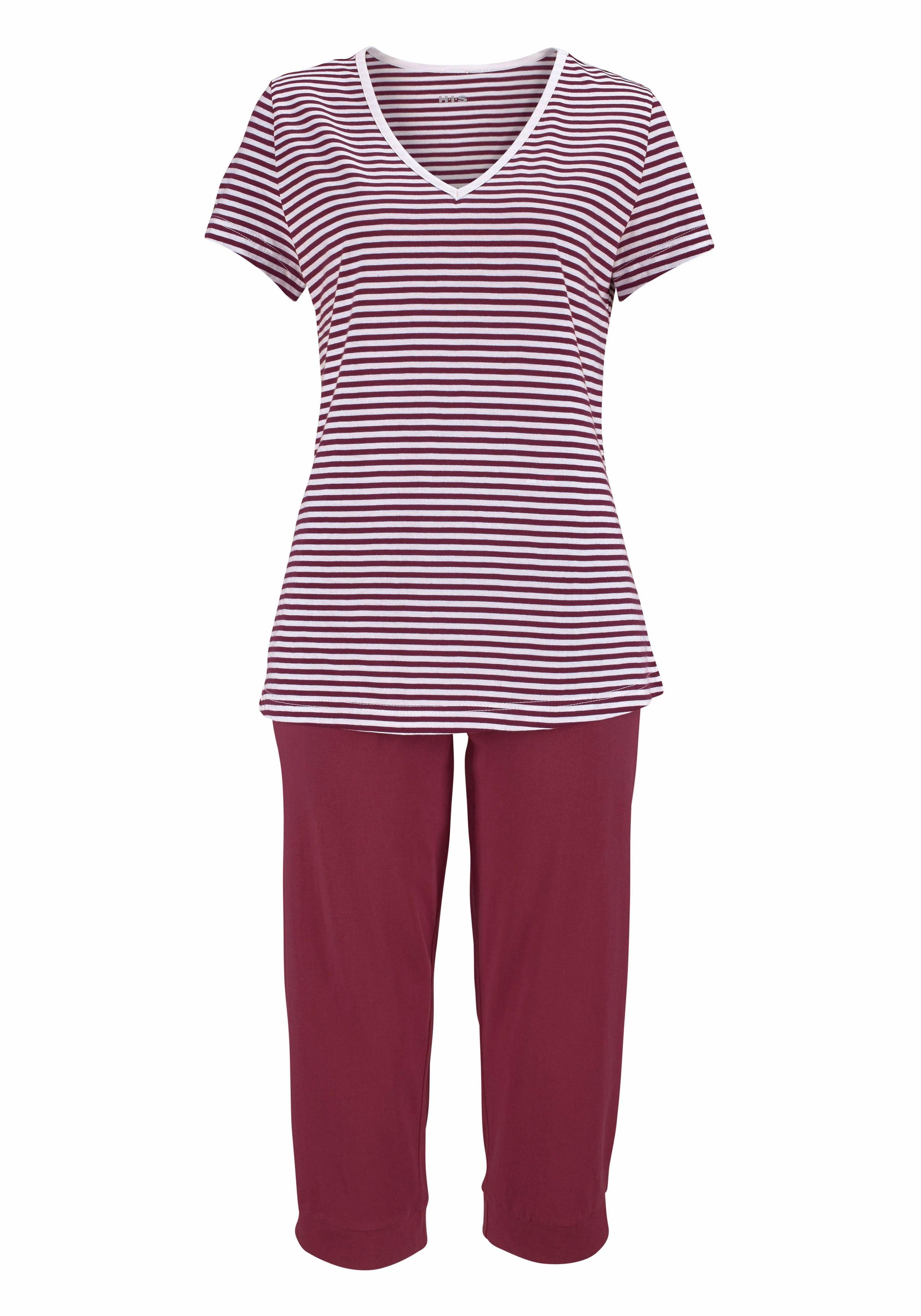 H.I.S Capri-Pyjama 2 tlg. mit geringeltem T-Shirt und legerer Hose günstig online kaufen