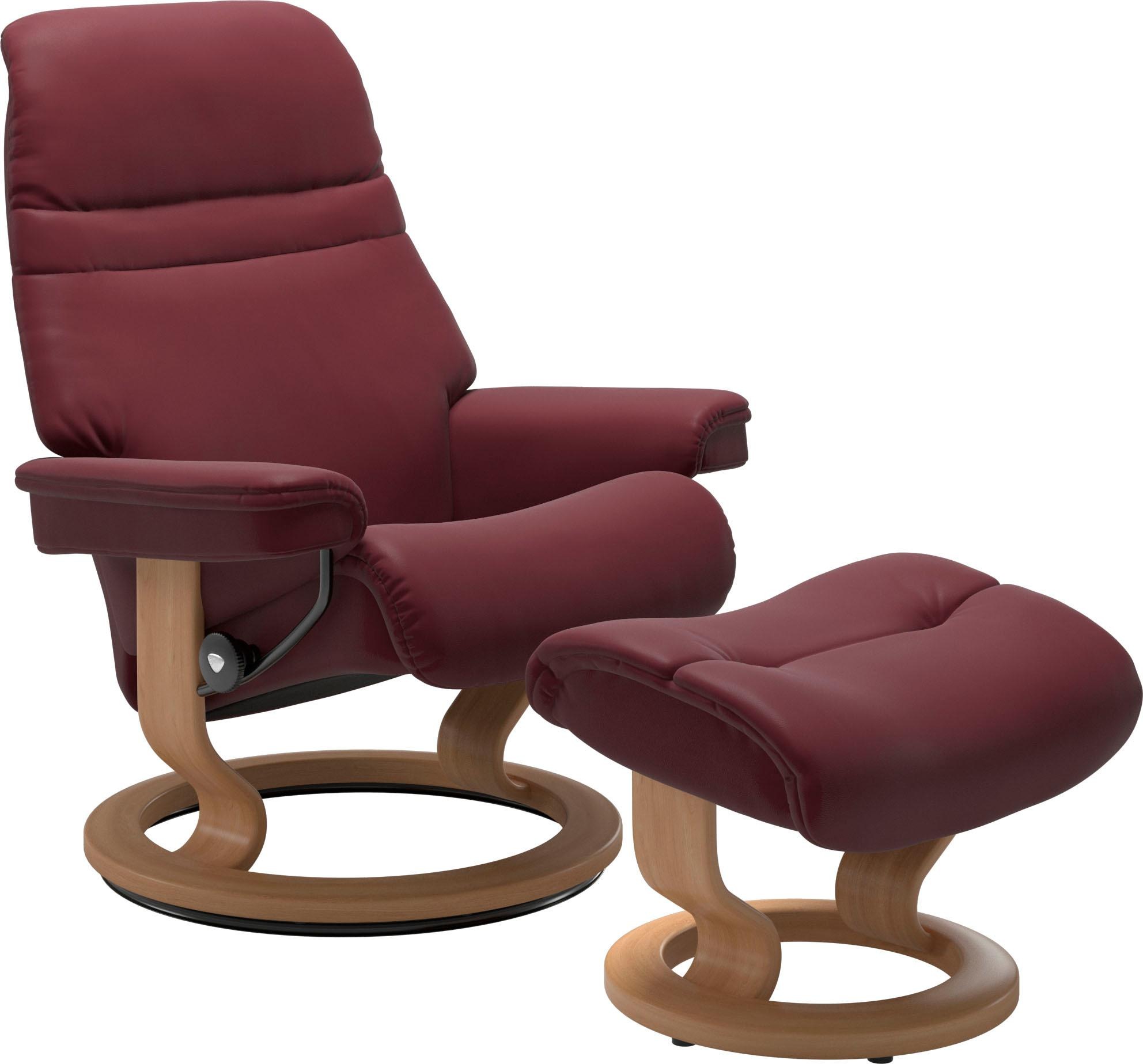 Fußhocker STRESSLESS "Sunrise", rot (bordeaux batick), B:57cm H:39cm T:40cm, Leder BATICK: BATICK ist ein leicht korrigiertes, durchgefärbtes und genarbtes Möbelleder, bei dem die meisten Unebenheiten und Spuren in der Regel entfernt wurden.;Leder PALOMA: