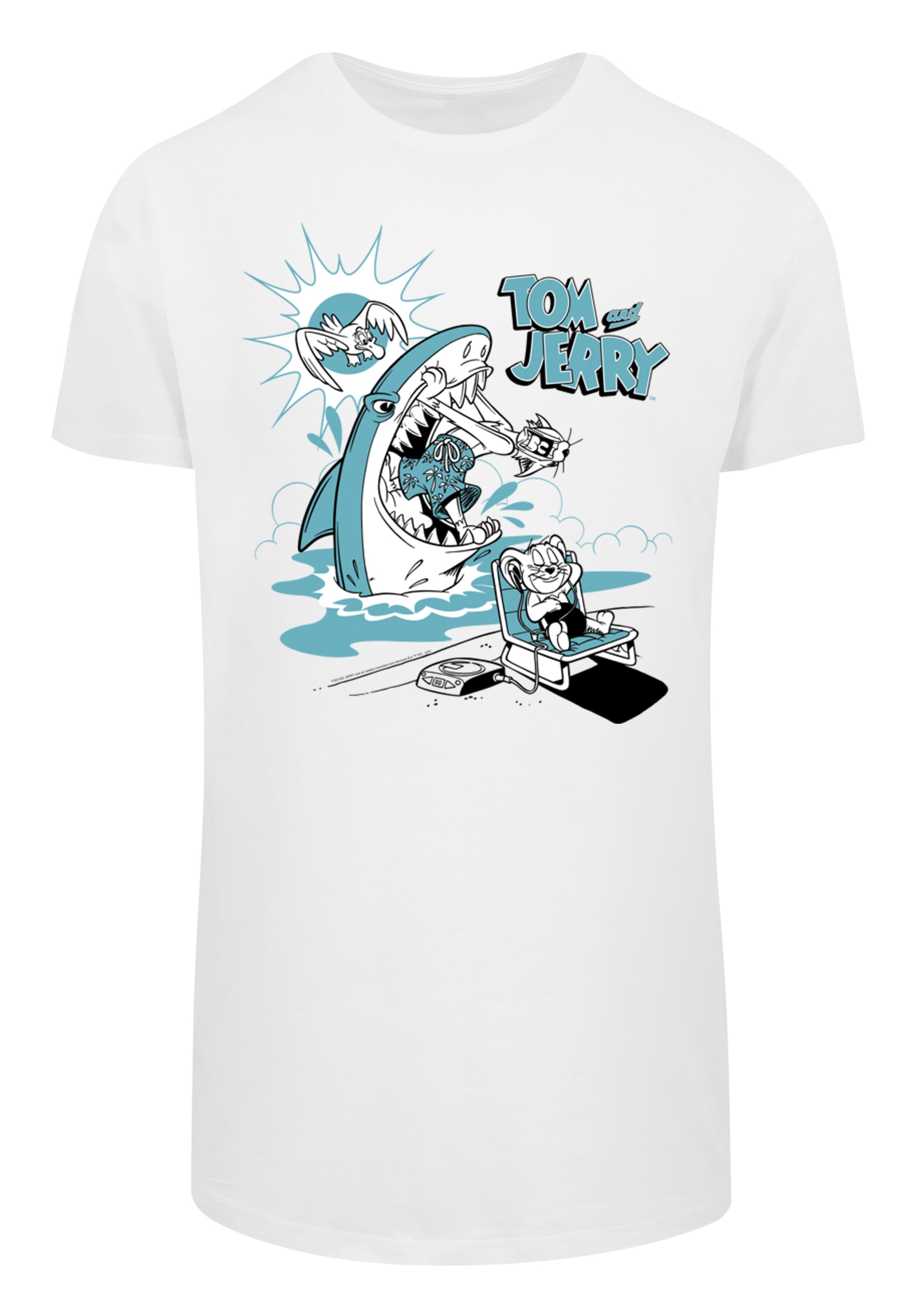 F4NT4STIC T-Shirt »Tom and Jerry TV Serie Summer Shark«, Herren,Premium Merch,Lang,Longshirt,Bedruckt