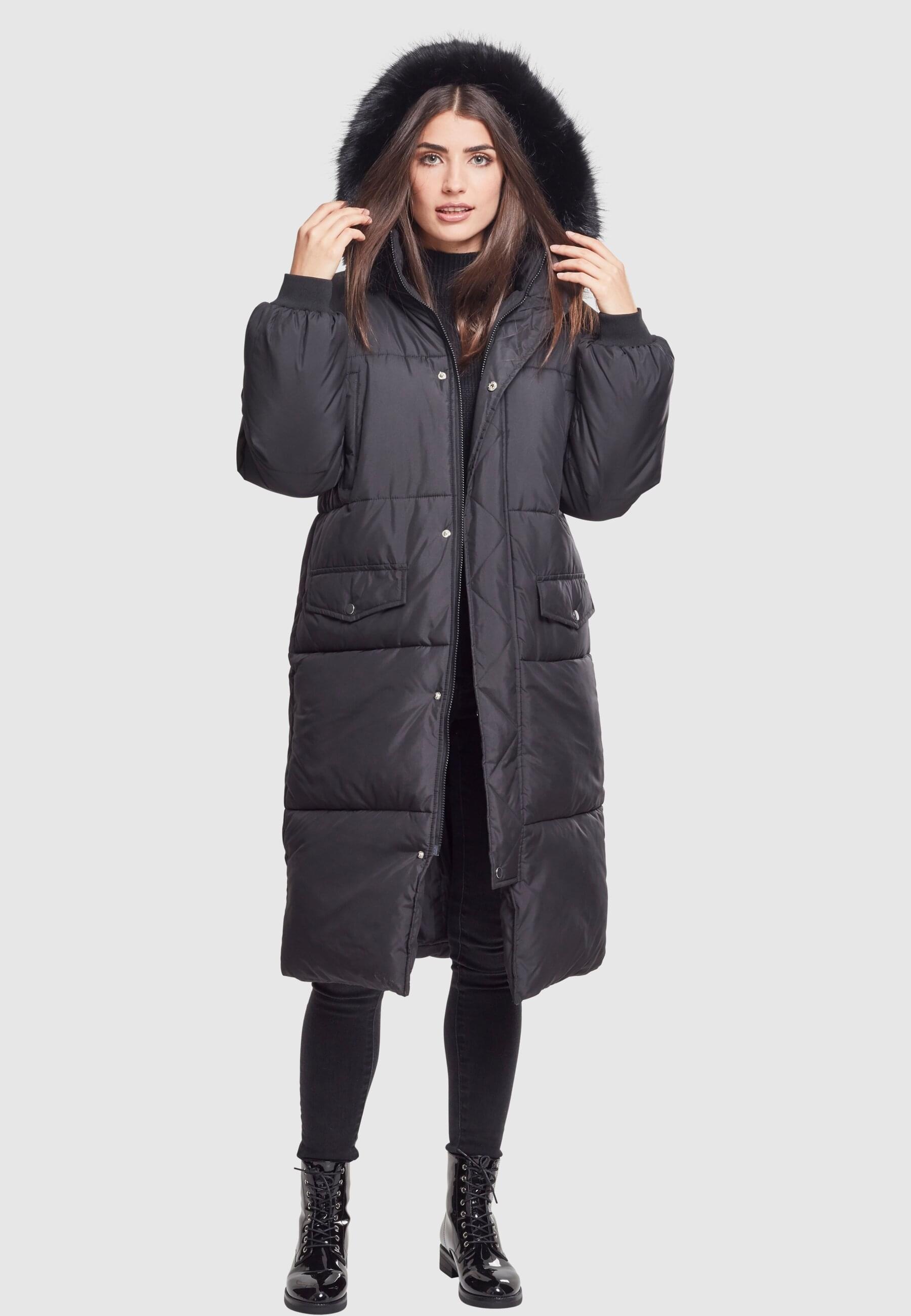 URBAN CLASSICS Winterjacke »Urban Classics Damen Ladies Oversize Faux Fur Puffer Coat«, (1 St.), mit Kapuze