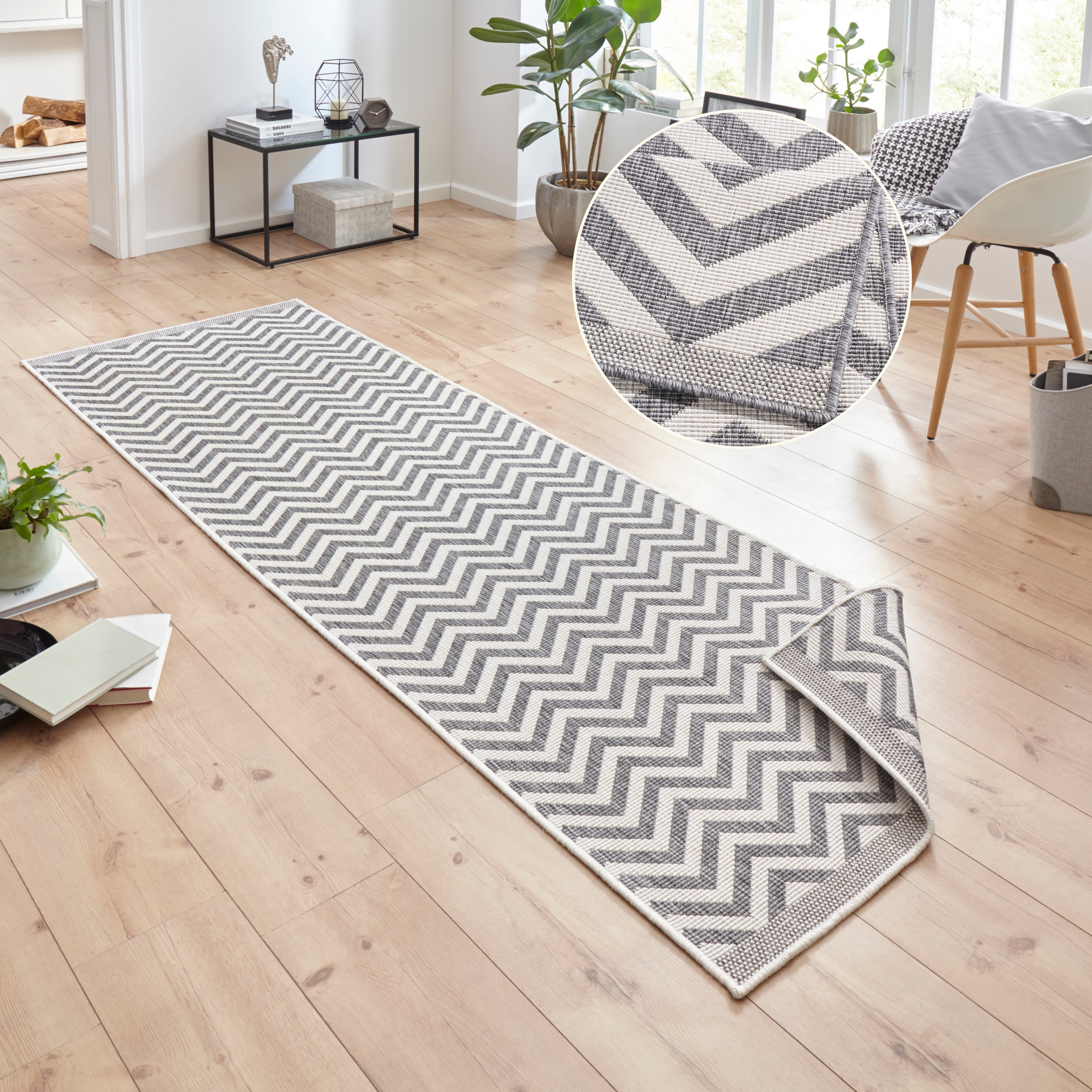 NORTHRUGS Teppich "Palma Wendeteppich" rechteckig 5 mm Höhe In-& Outdoor, Wetterfest, Balkon, Läufer, Wohnzimmer, Wasserfest