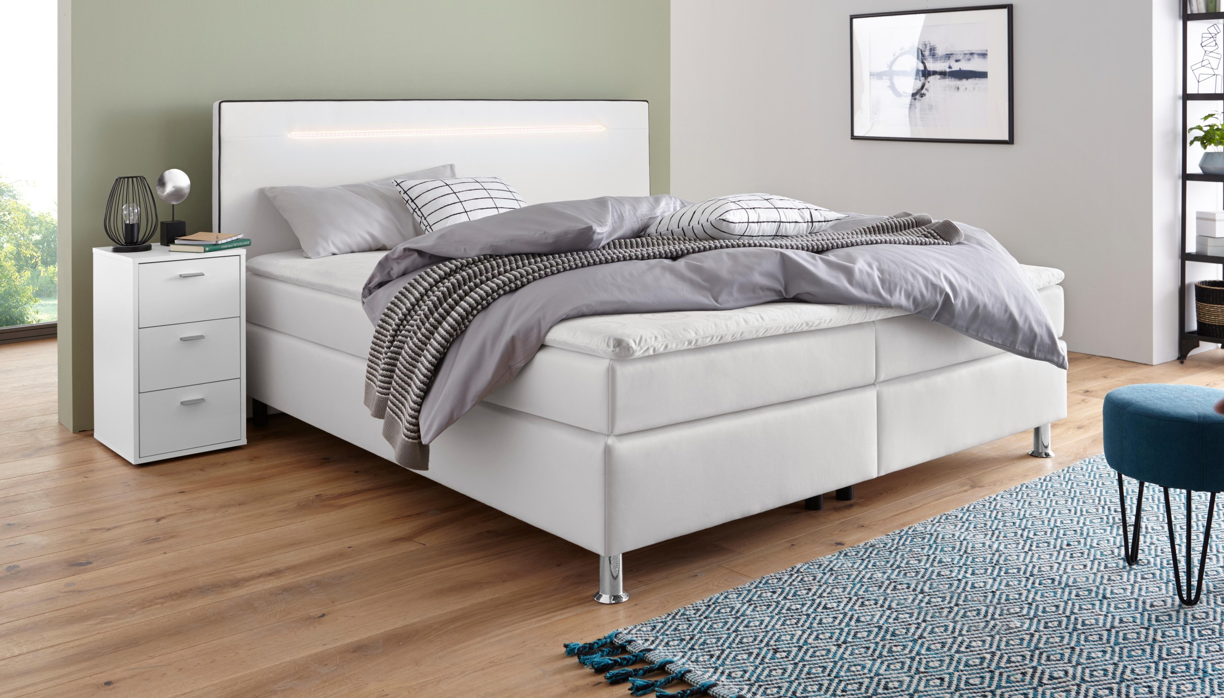 COLLECTION AB "London, inklusive Topper und Kissen, mit LED-Beleuchtung" Boxspringbett erhältlich in 90cmx200cm, 140cmx200cm & 180cmx200cm
