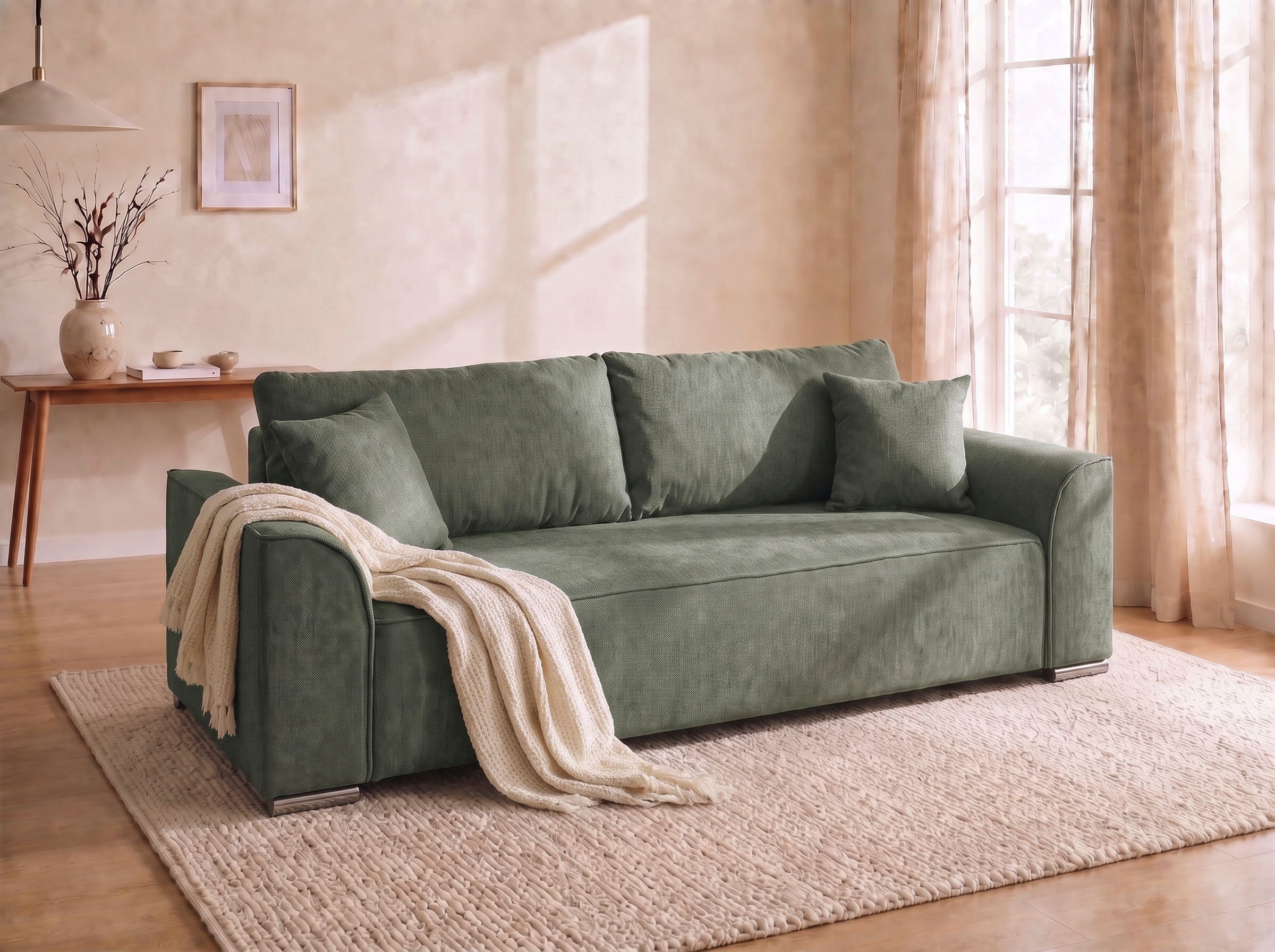COLLECTION AB "Sara B: 241 cm, Liegefl. 137x195 cm, Bettkasten, optional mit Topper" Schlaffunktion, Couch mit Bonnellfederkern, Gästebettfunktion