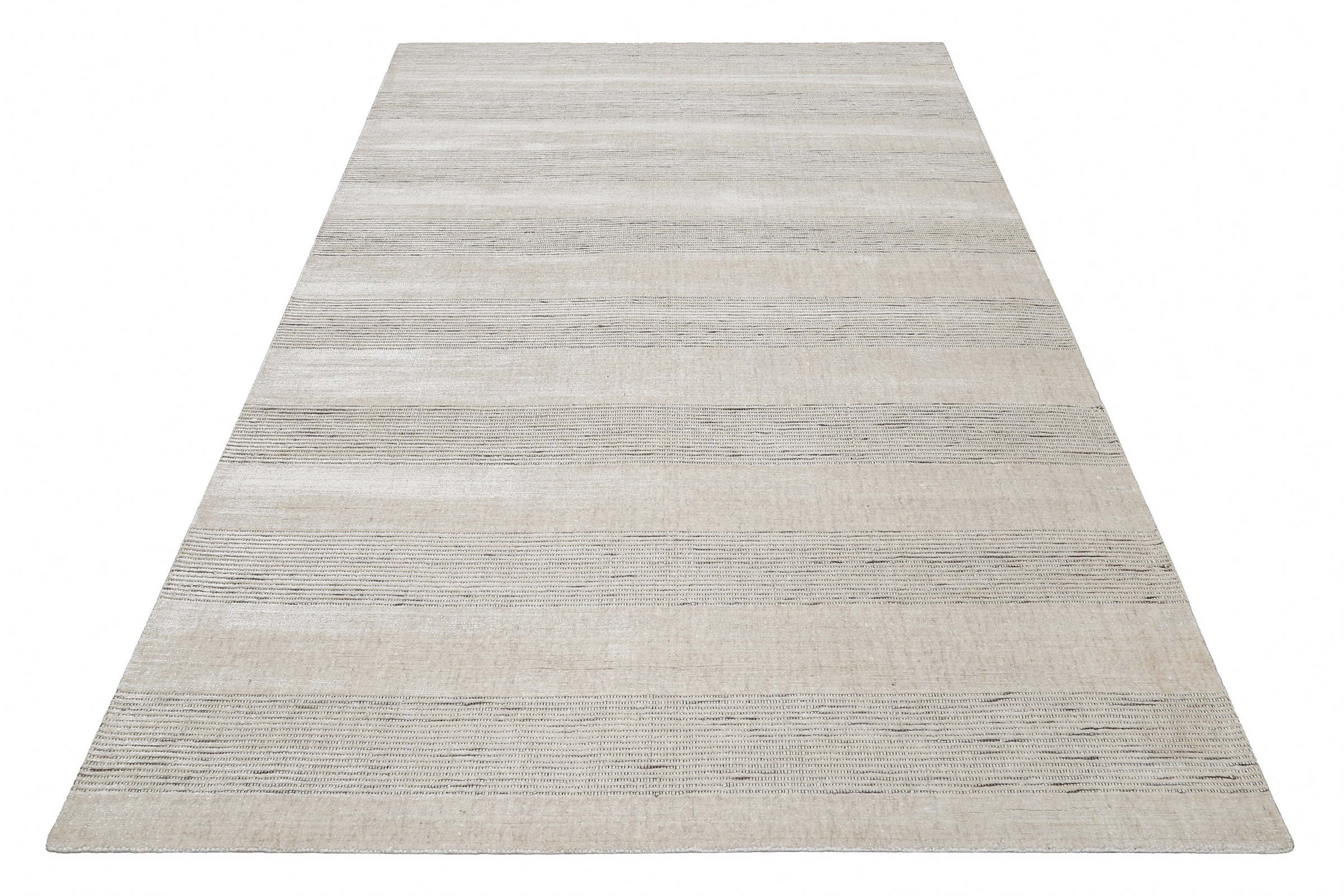 Wecon home Teppich »Seattle« rechteckig 11 mm Höhe Kurzflorteppich, handgewebt, TENCEL & Schurwolle, Streifen, Wohnzimmer