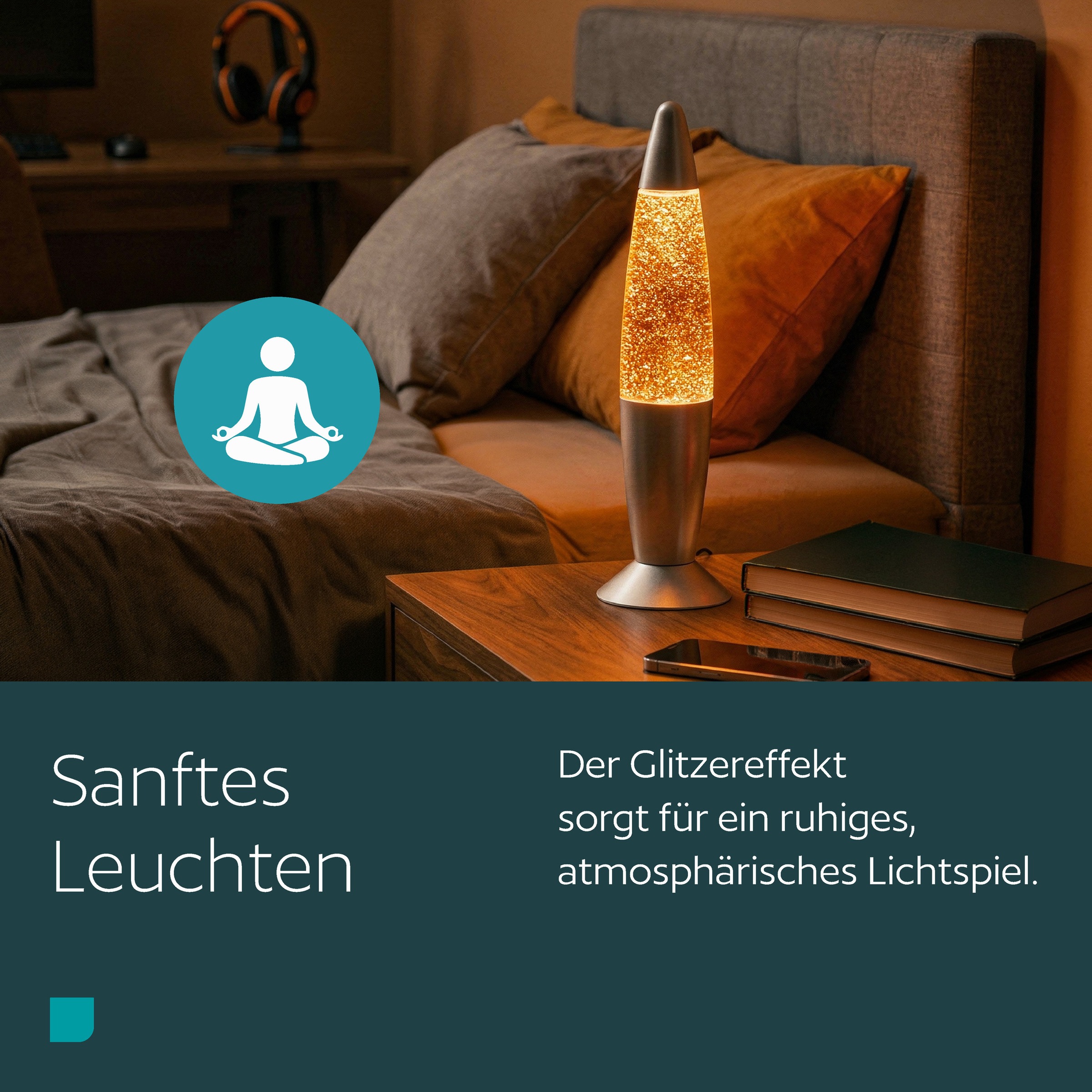 EGLO LED Tischleuchte »GLITTER« LED-Modul 1 Stk. LED Lavalampe Glitter, RGB Glitzerlampe mit Timer und Farbwechsel