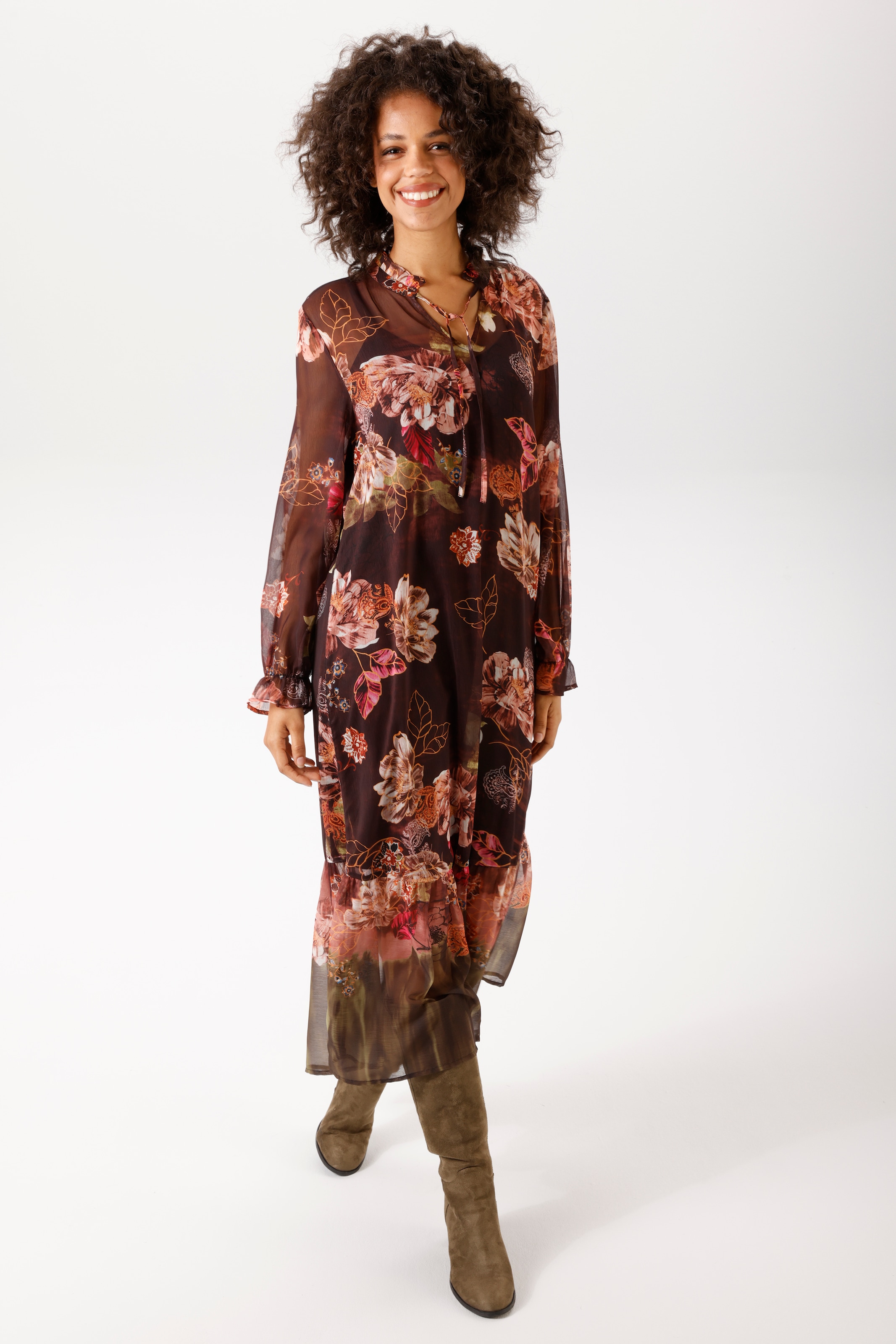 Aniston CASUAL Blusenkleid mit großflächigen, farbenfrohen Blumendruck - NEUE KOLLEKTION