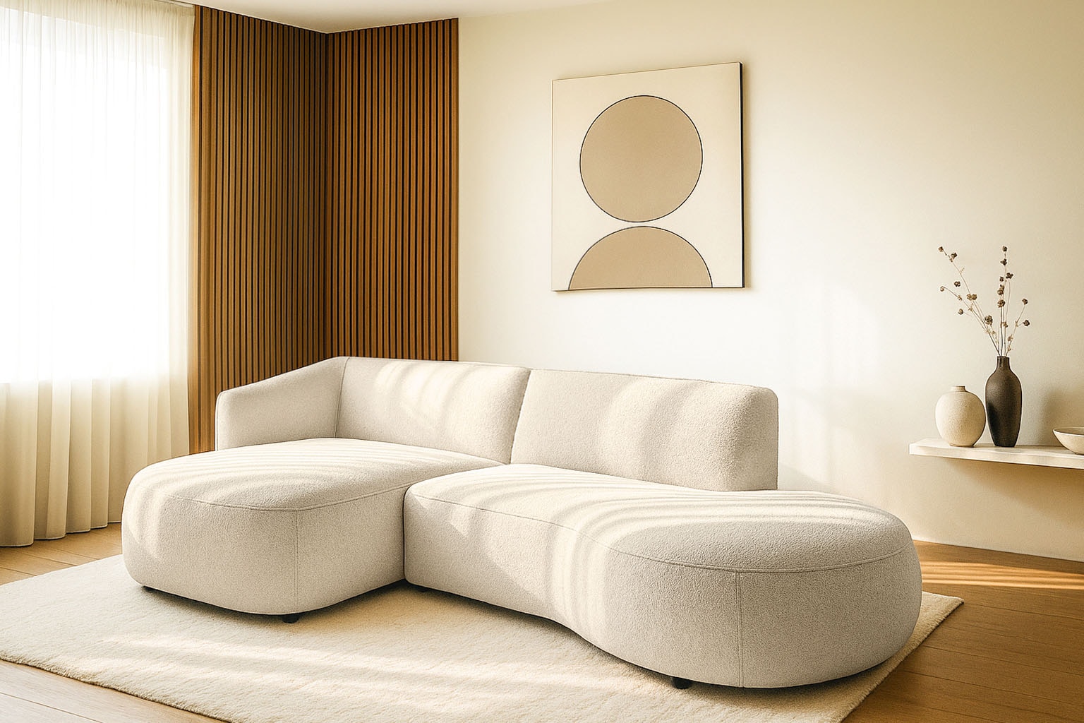 Home affaire Ecksofa "OSTRUP Rundsofa, L-Form, Naturtöne, Boucle" Breite 27 günstig online kaufen