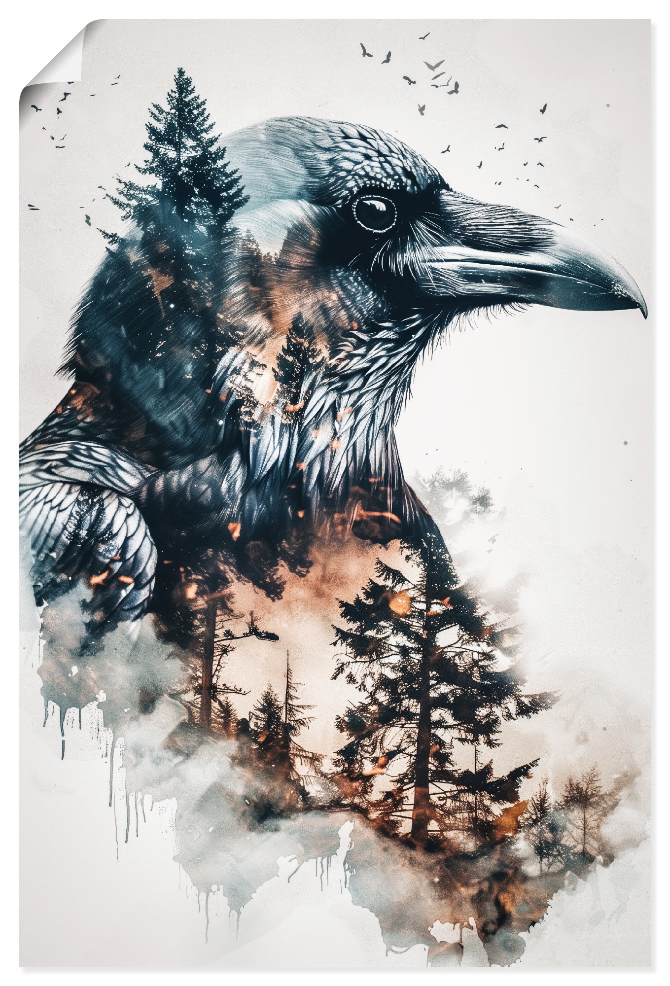 ARTLAND Raven Poster Gray 40x60cm