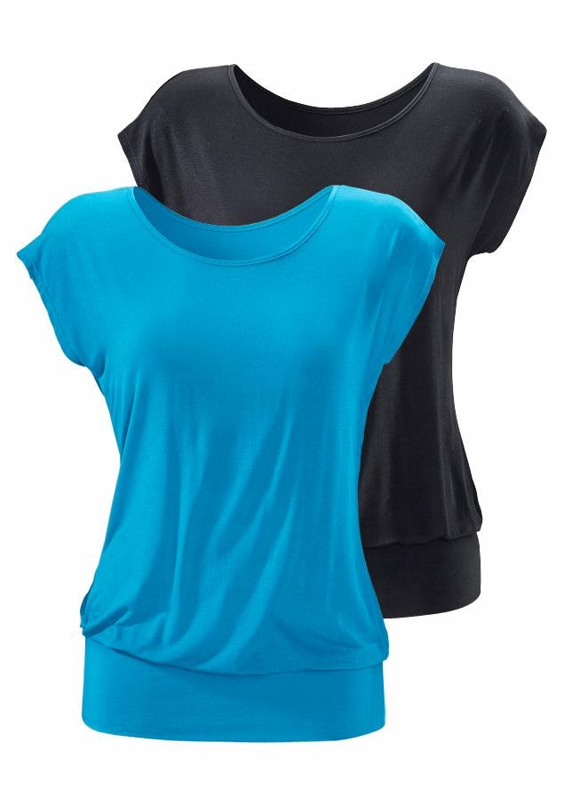 LASCANA Longshirt "mit breitem Bund" 2er-Pack, aus luftigem Viskose-Stretch