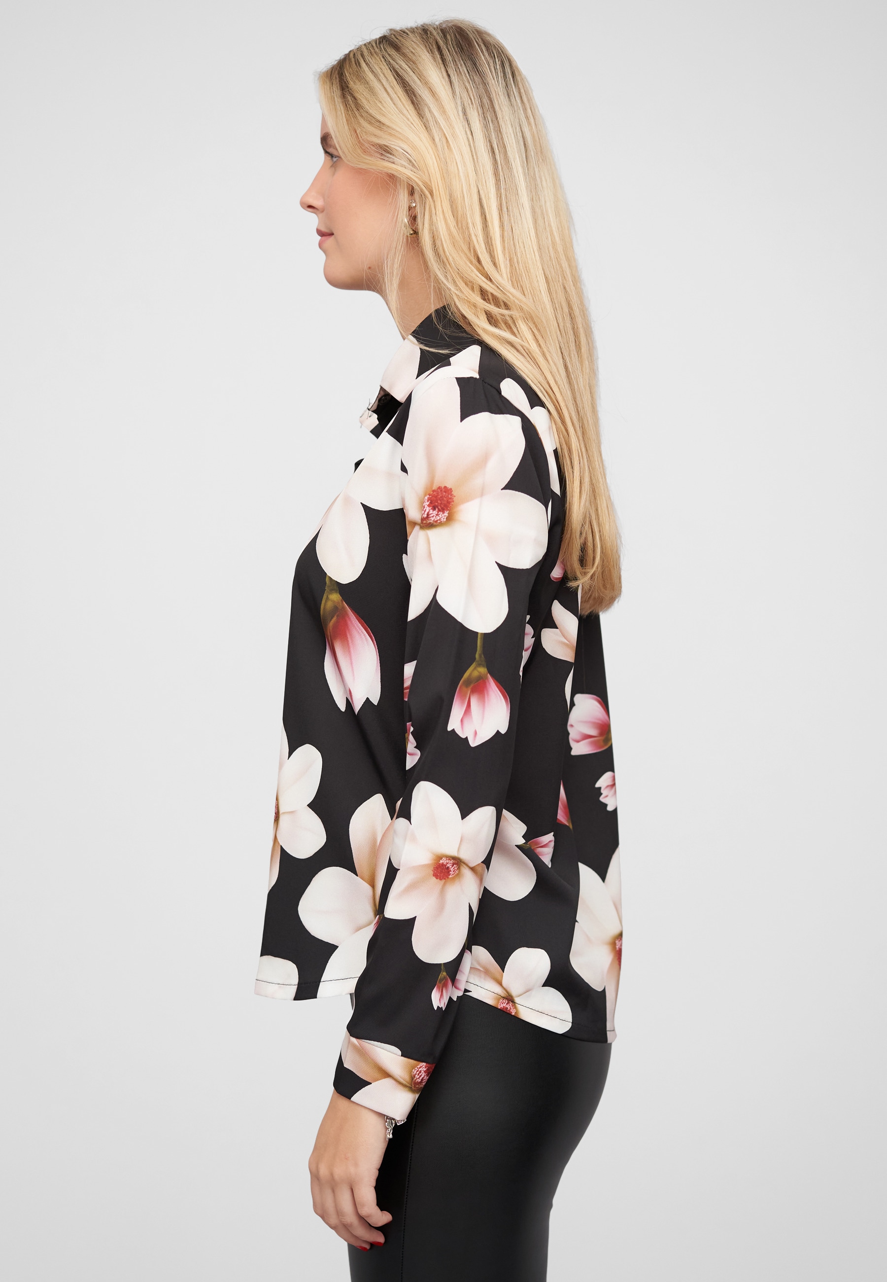 CLOUD 5IVE Blusentop »CLOUD 5IVE Langarm-Bluse mit Knopfleiste u. Blumenprint«