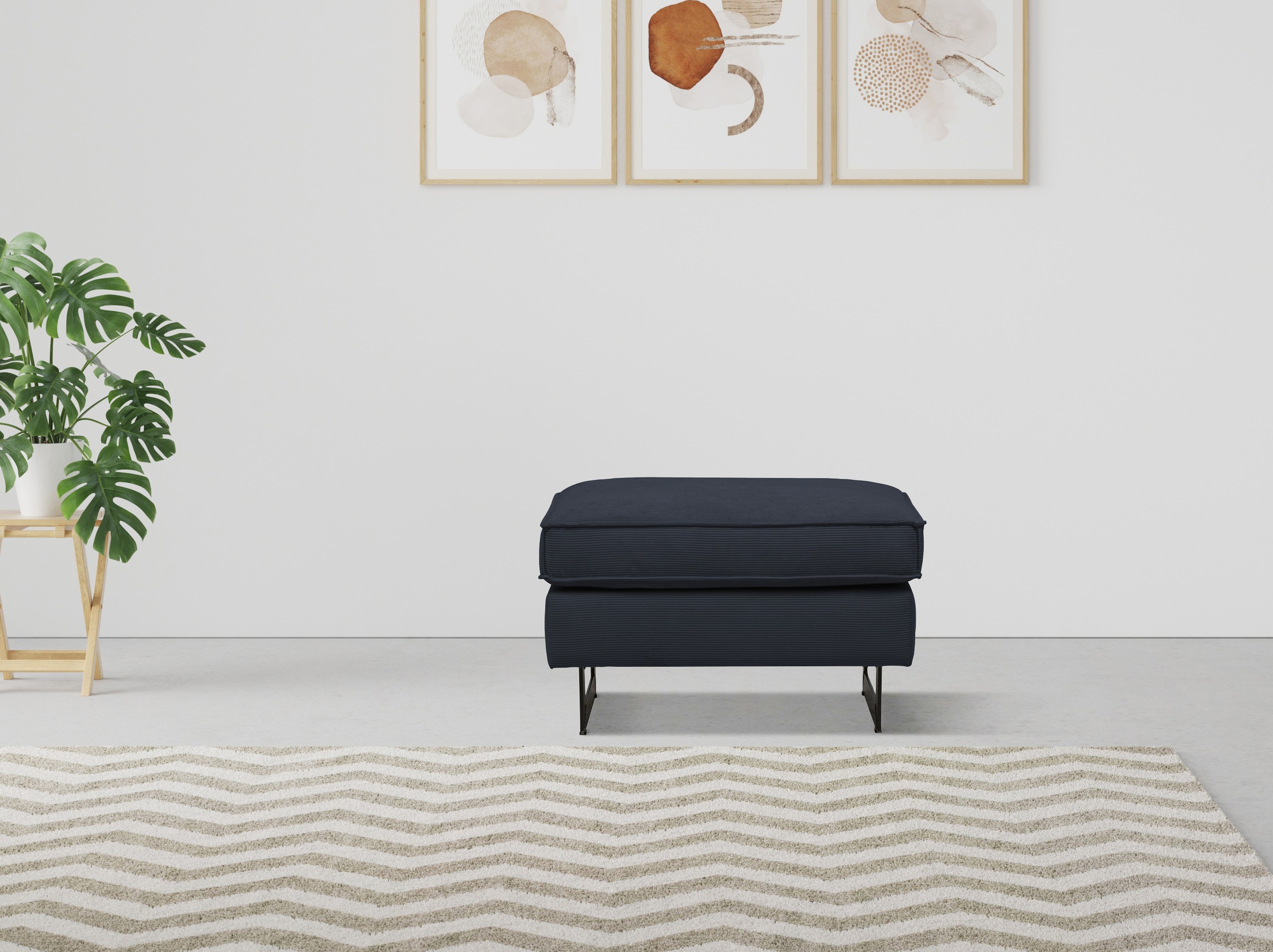 Places of Style Hocker »Pinto«, mit Keder, Metallfüßen und auch in Cord Bezug erhältlich