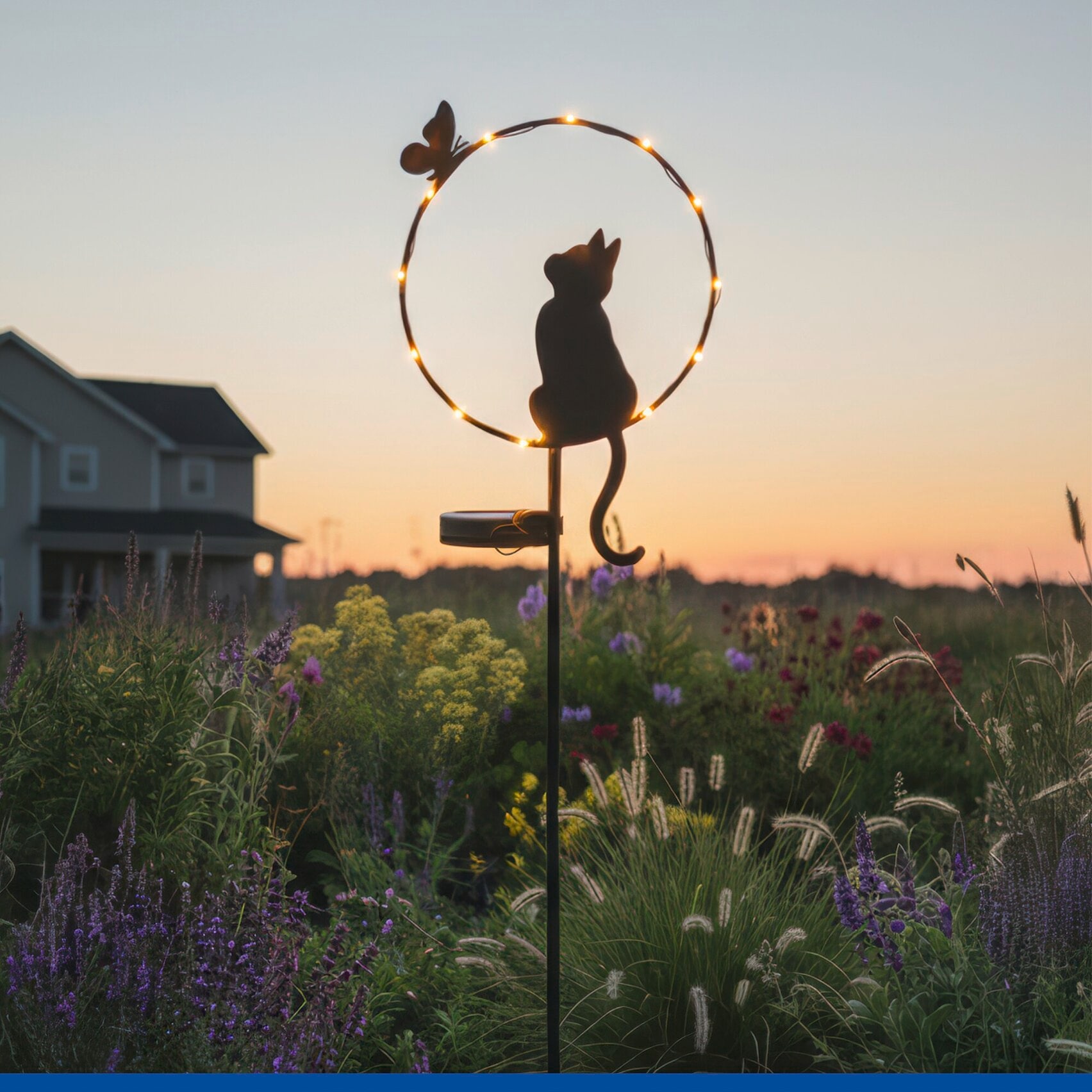 Maximex LED Gartenleuchte »Modell Katze und Schmetterling« Warmweiß solarbetriebener Gartenstecker, leuchtet bis zu 8 Stunden