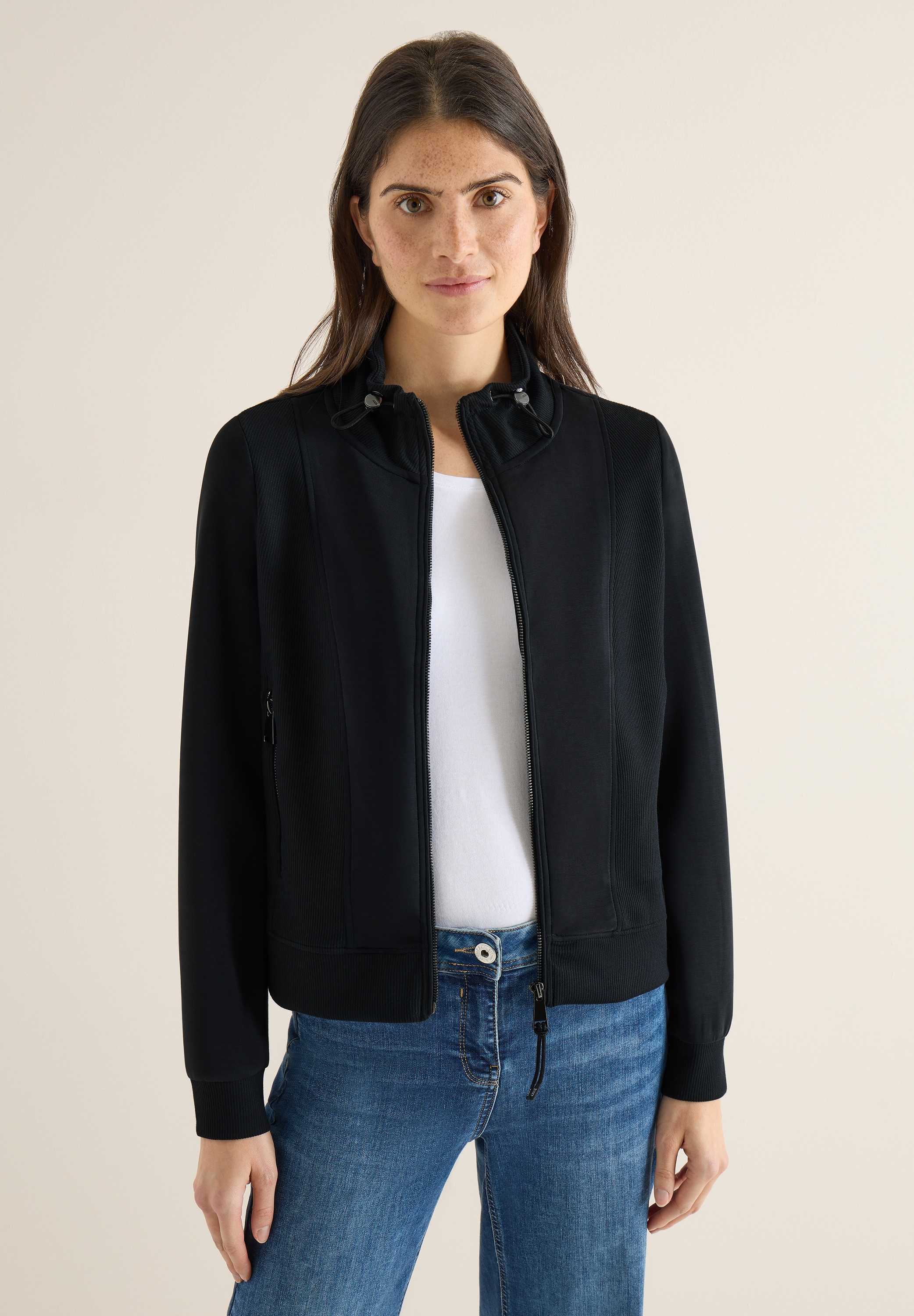 Cecil Sweatjacke mit Tunnelzugband am Kragen günstig online kaufen