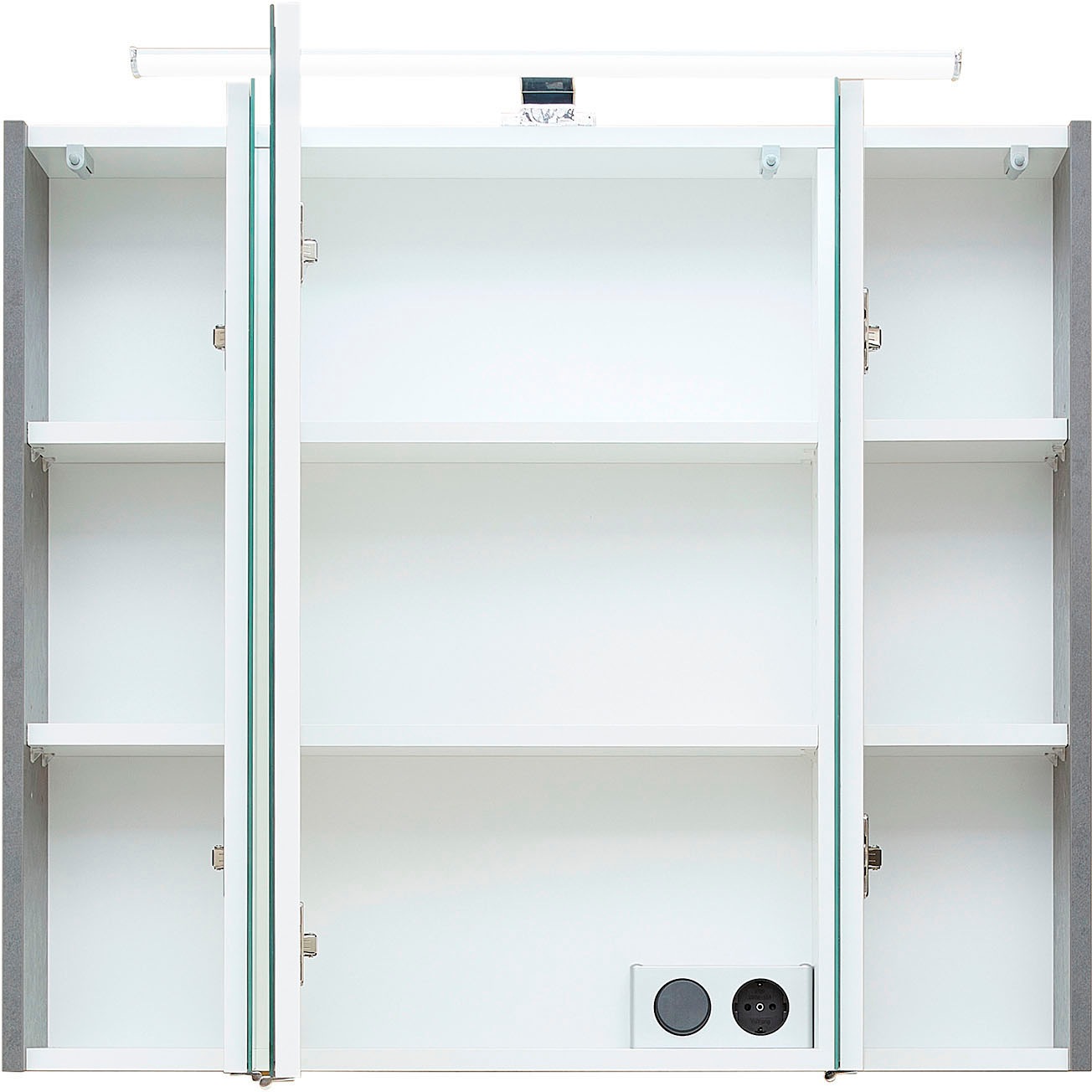 Saphir Badmöbel-Set »Quickset 945 3-teilig, Keramik-Waschtisch mit LED-Spiegelschrank«, (4 St.), Midischrank, 7 Türen, 3 Schubladen, 8 Einlegeböden, inkl. Türdämpfer