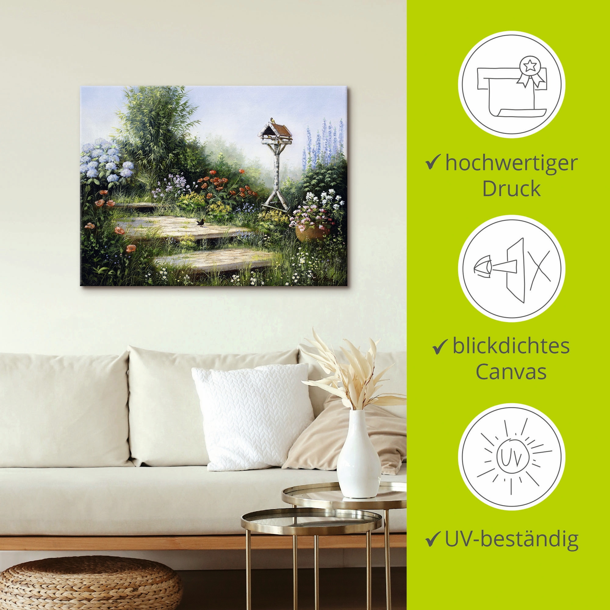 Artland Leinwandbild »Lieder der Vögel«, Garten, (1 St.), auf Keilrahmen gespannt