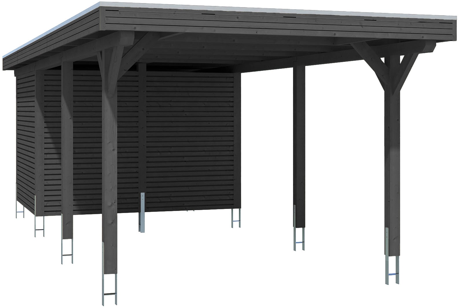 Skanholz Einzelcarport "Spessart" Massivholz 291 cm Anthrazit