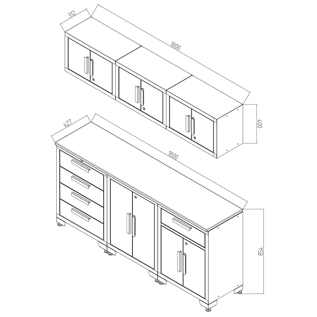 Profiwerk Werkbank »Werkstattset Melbourne«, (Set, 6 tlg.)