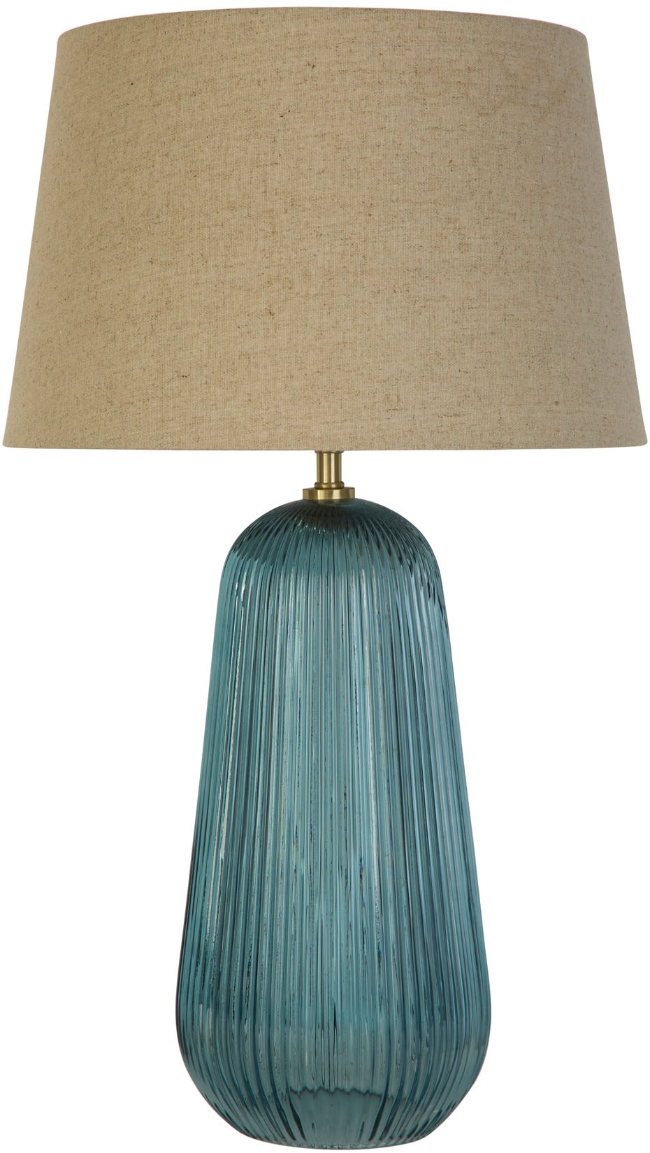 Searchlight Tischleuchte »Cameo 1Lt Table Lamp, Blue Glass with Natural Linen Shade« E27 1 Stk.