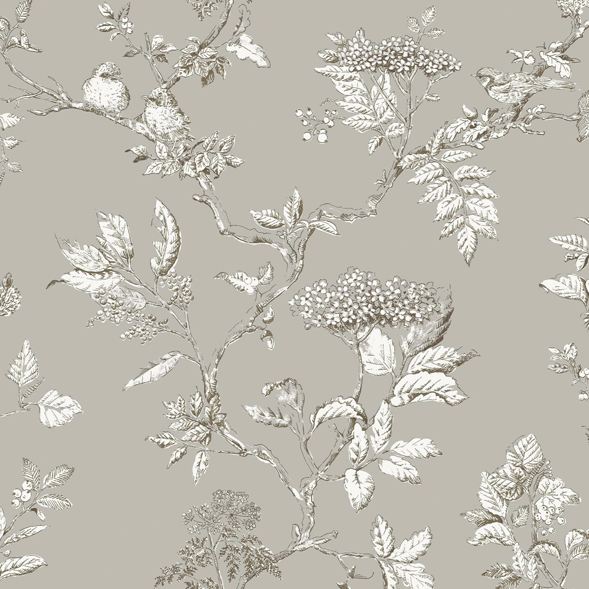 Papier peint intissé Laura Ashley Branches Elderwood Steel 1005 x 52cm Gris
