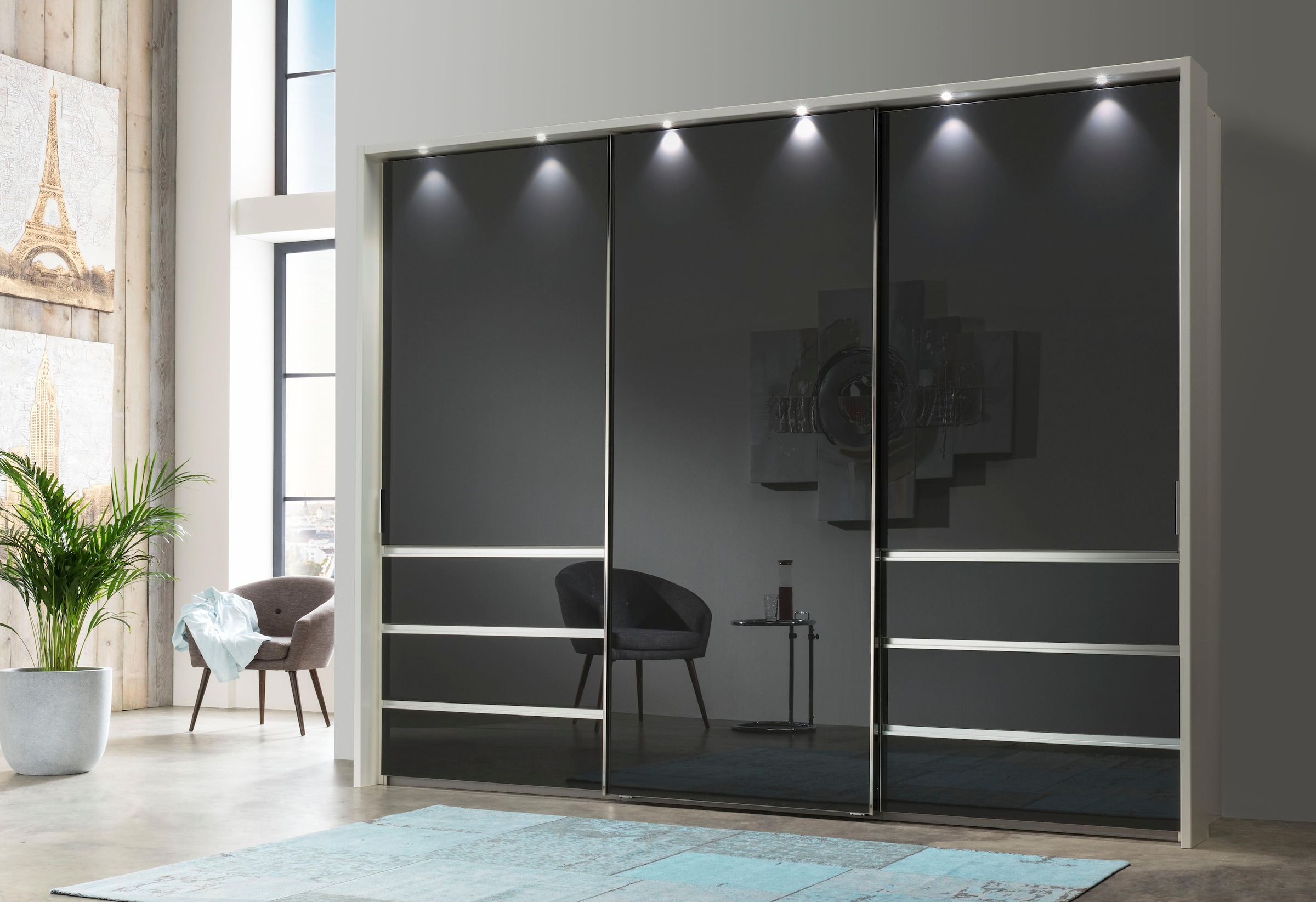 Schwebetürenschrank »Malibu, stilvolles Design, Made in Germany«, mit Glasfront, in...