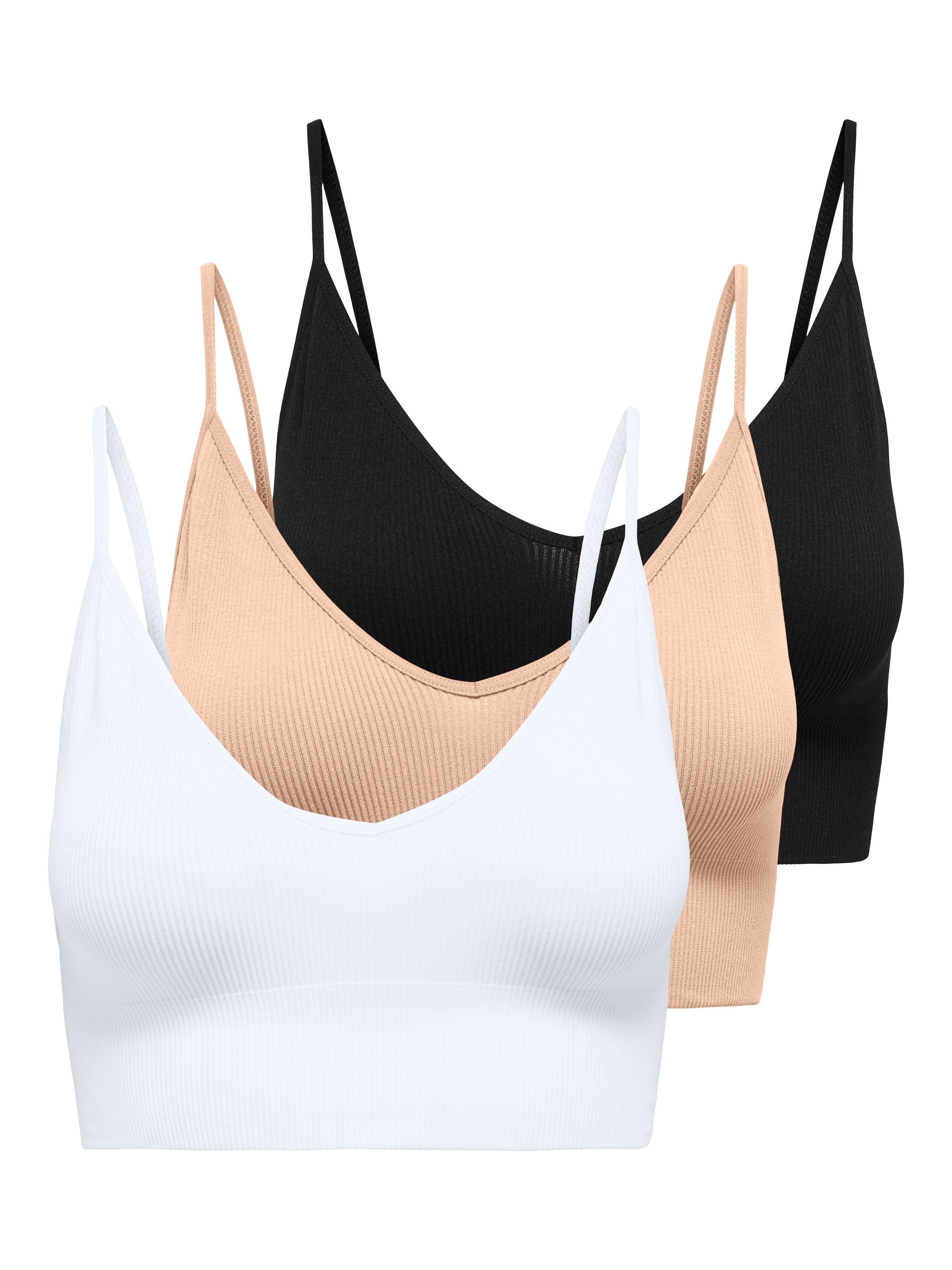 ONLY "ONLVICKY RIB S-L V-NECK 3-PACK TOP NOOS" Packung, 3 tlg. figurbetont, günstig online kaufen