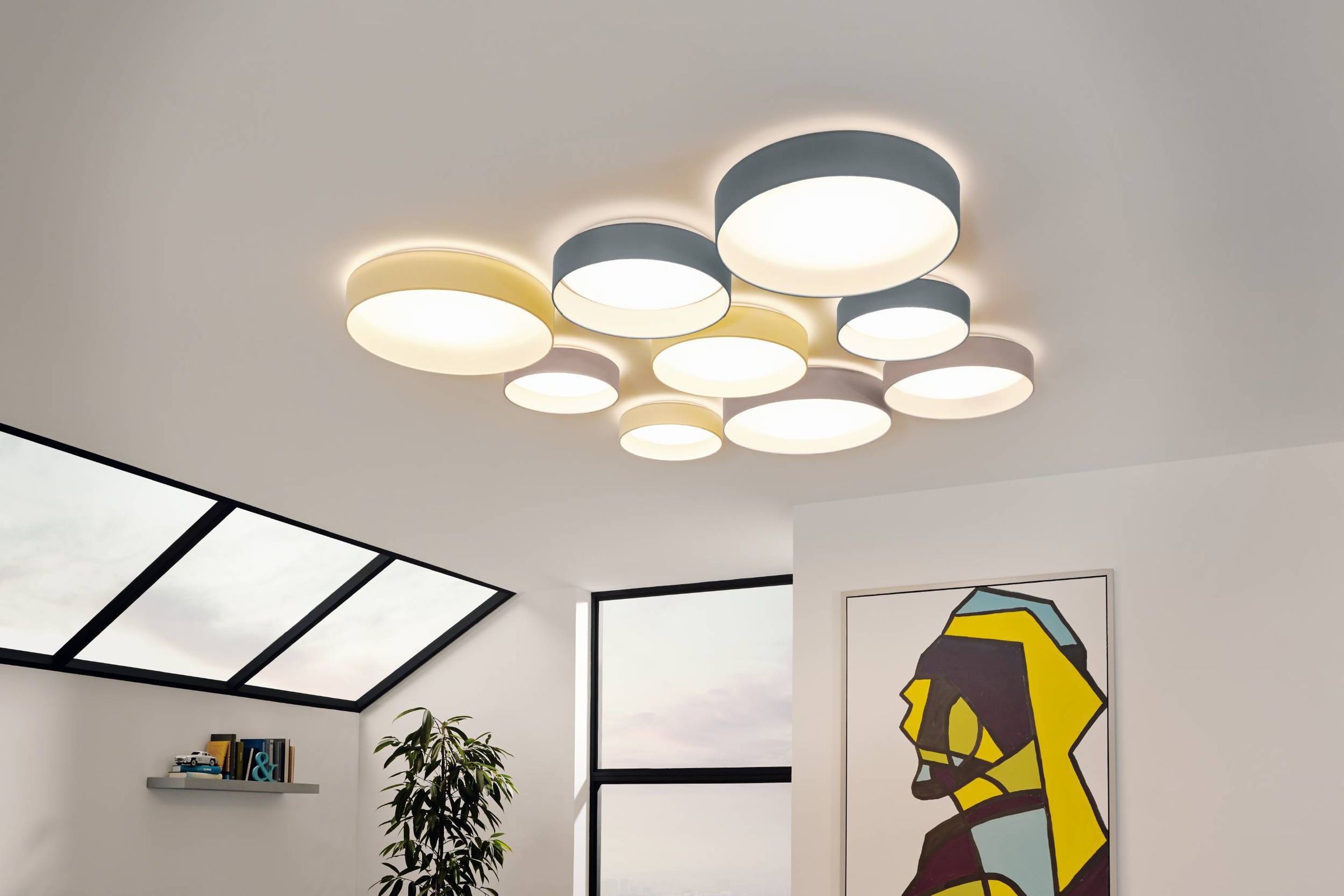EGLO Deckenleuchte »Palomaro 1 Deckenlampe, Wohnzimmerlampe, weiß, Taupe, Flurlampe, Lampe« LED-Modul 1 Stk. Warmweiß