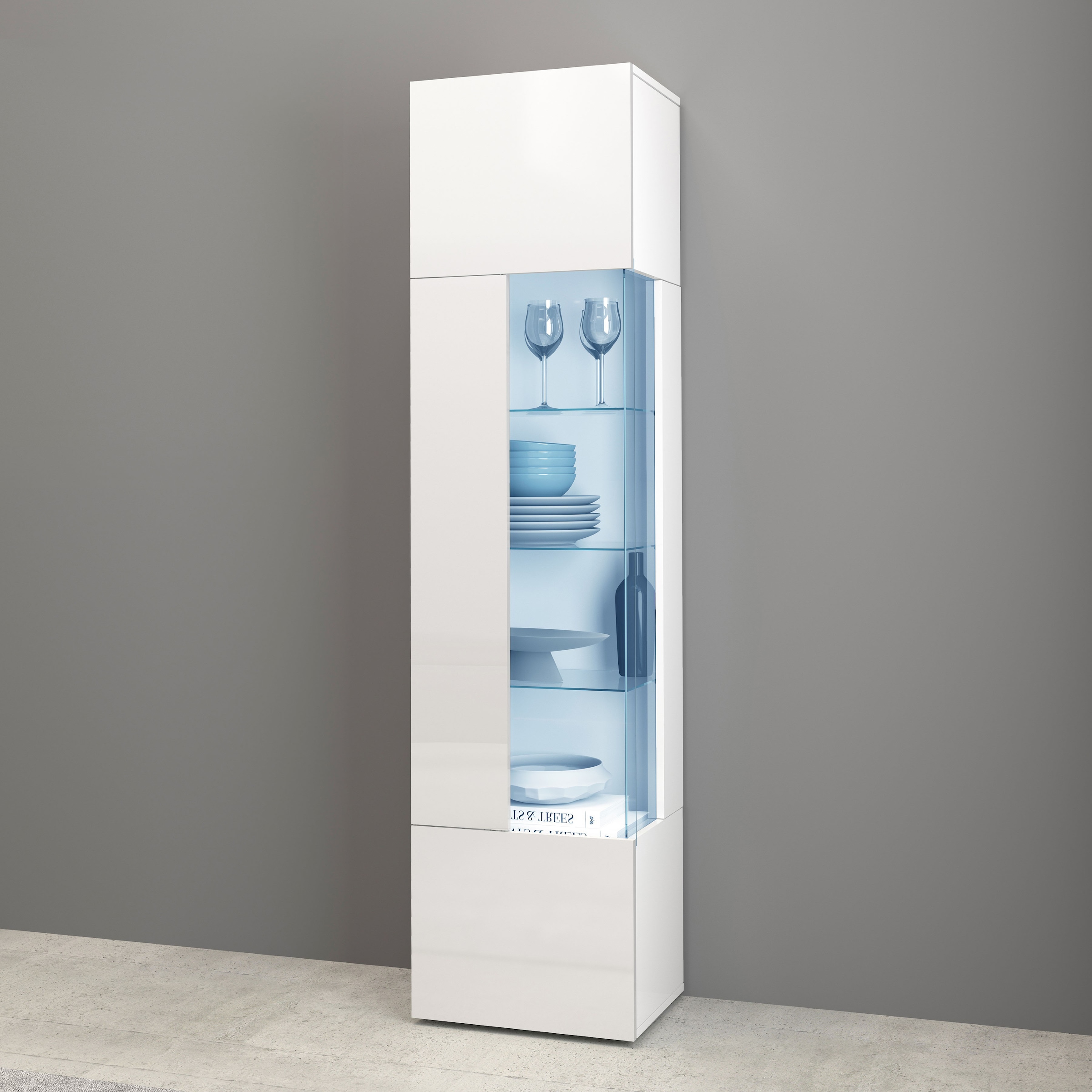 OTTO home Vitrine "Egypt" komplett hochglanz lackiert, 1 Glastür mit 3 Glasböden