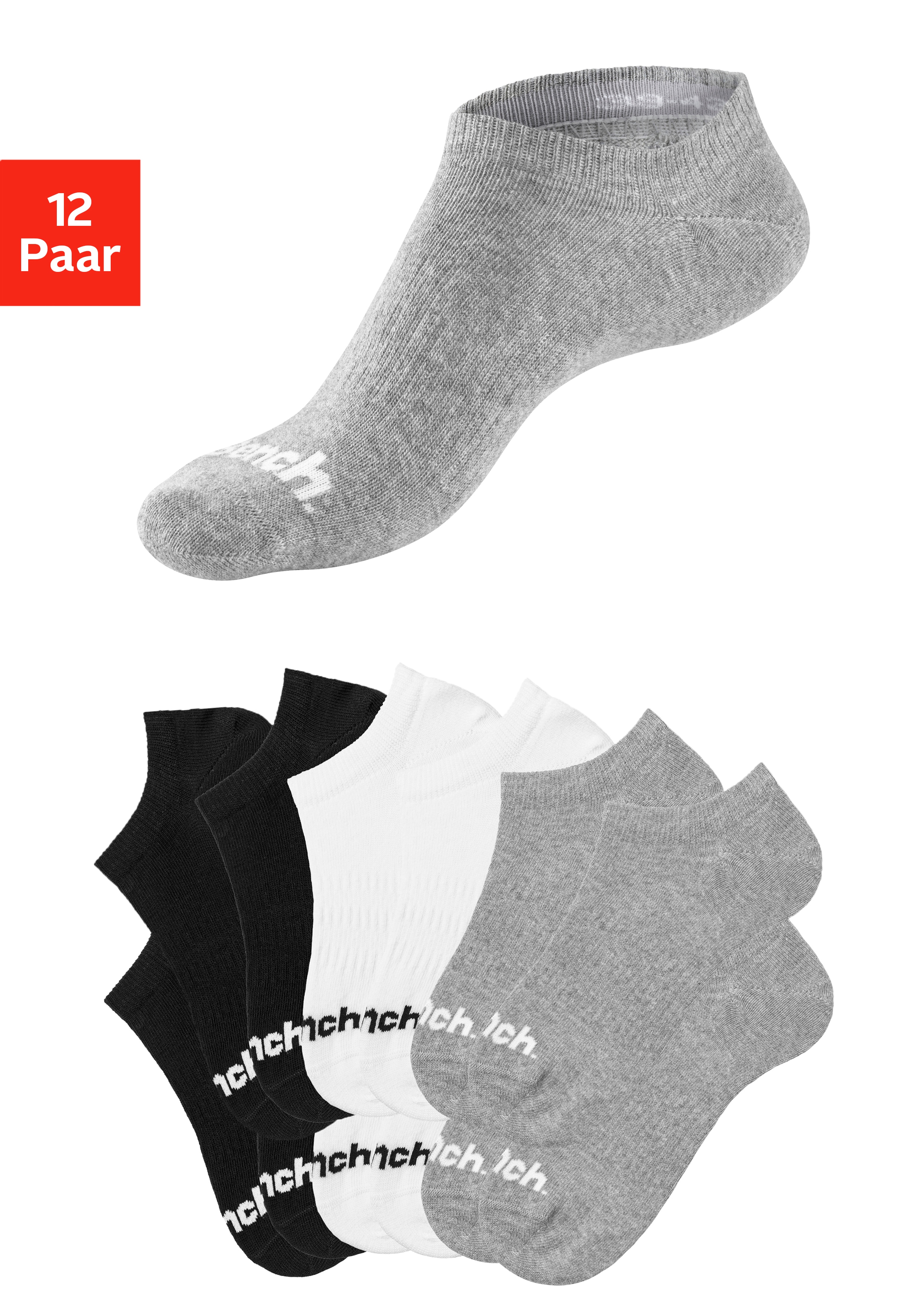 Bench. Sportsocken "Damen Herren Sneaker Socken, Laufsocken verschwinden im Schuh" Packung, 12 Stk. tlg. in der Großpackung mit Arch Support