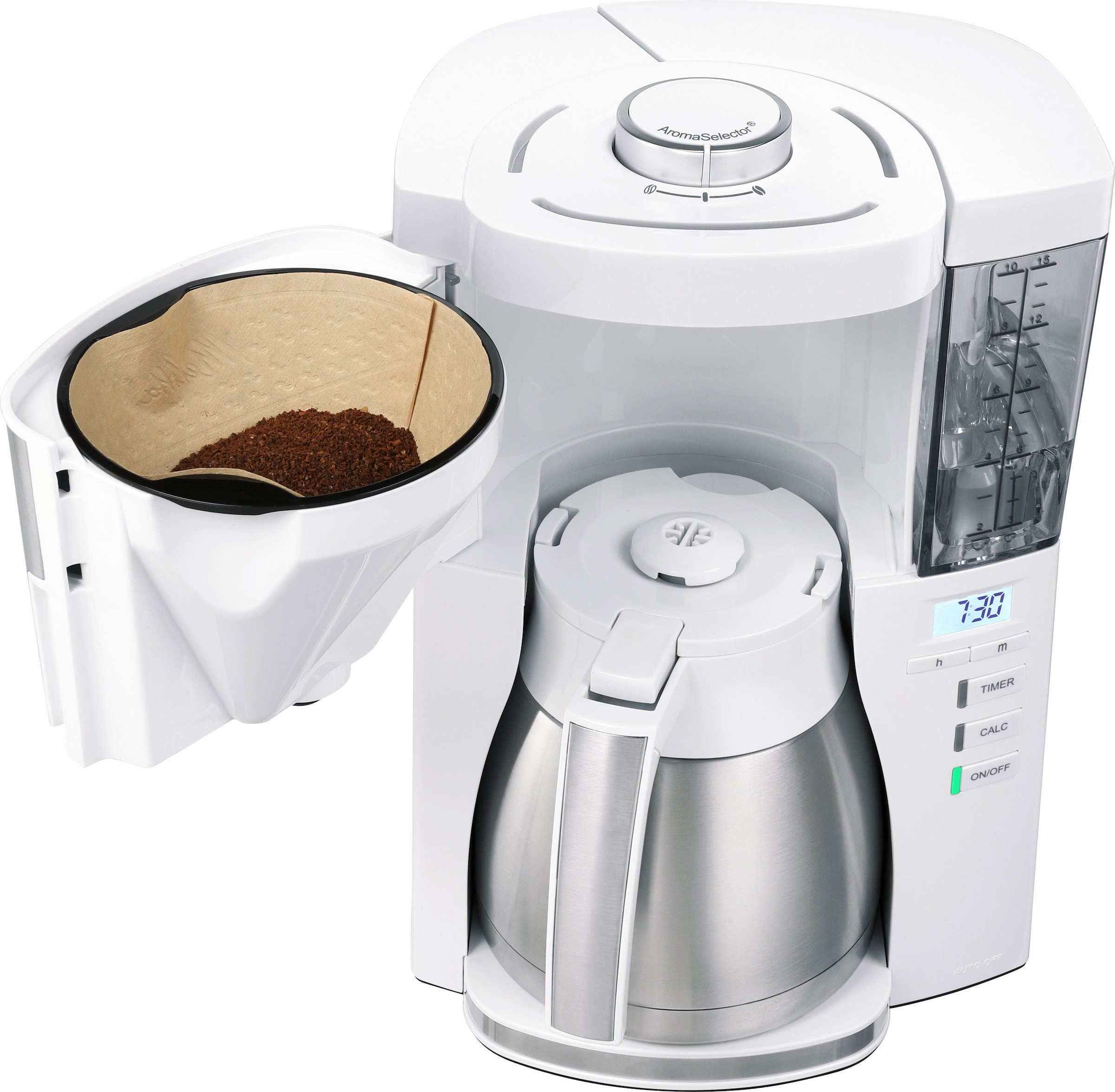 Melitta Filterkaffeemaschine »LOOK® Therm Timer kaufen BAUR 1x4 1025-17 weiß«, 1,25 | Kaffeekanne, l Papierfilter