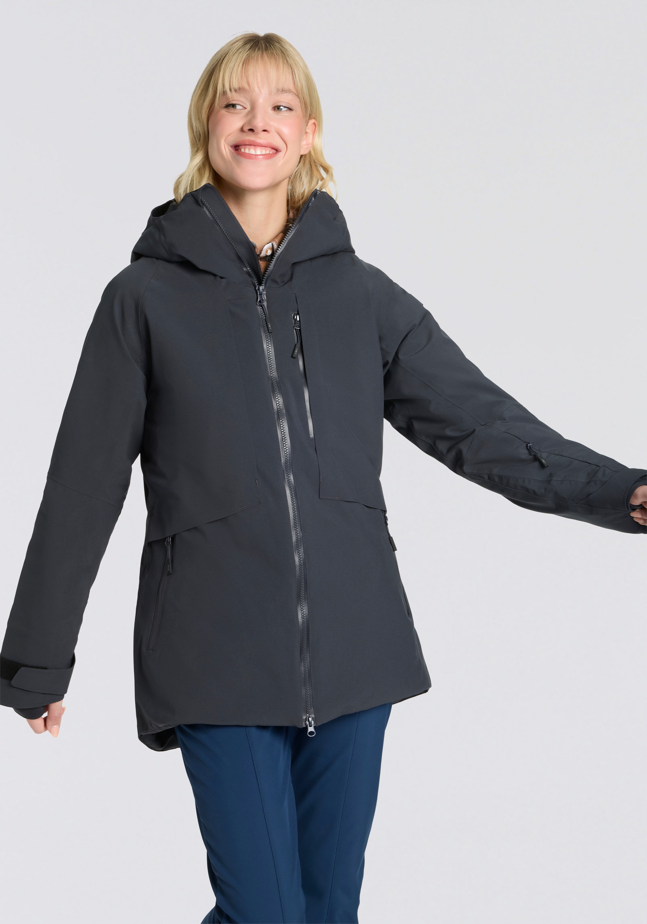 CMP Winterjacke mit Kapuze mit farblich passend gefütterter Kapuze, wärmend, winddicht