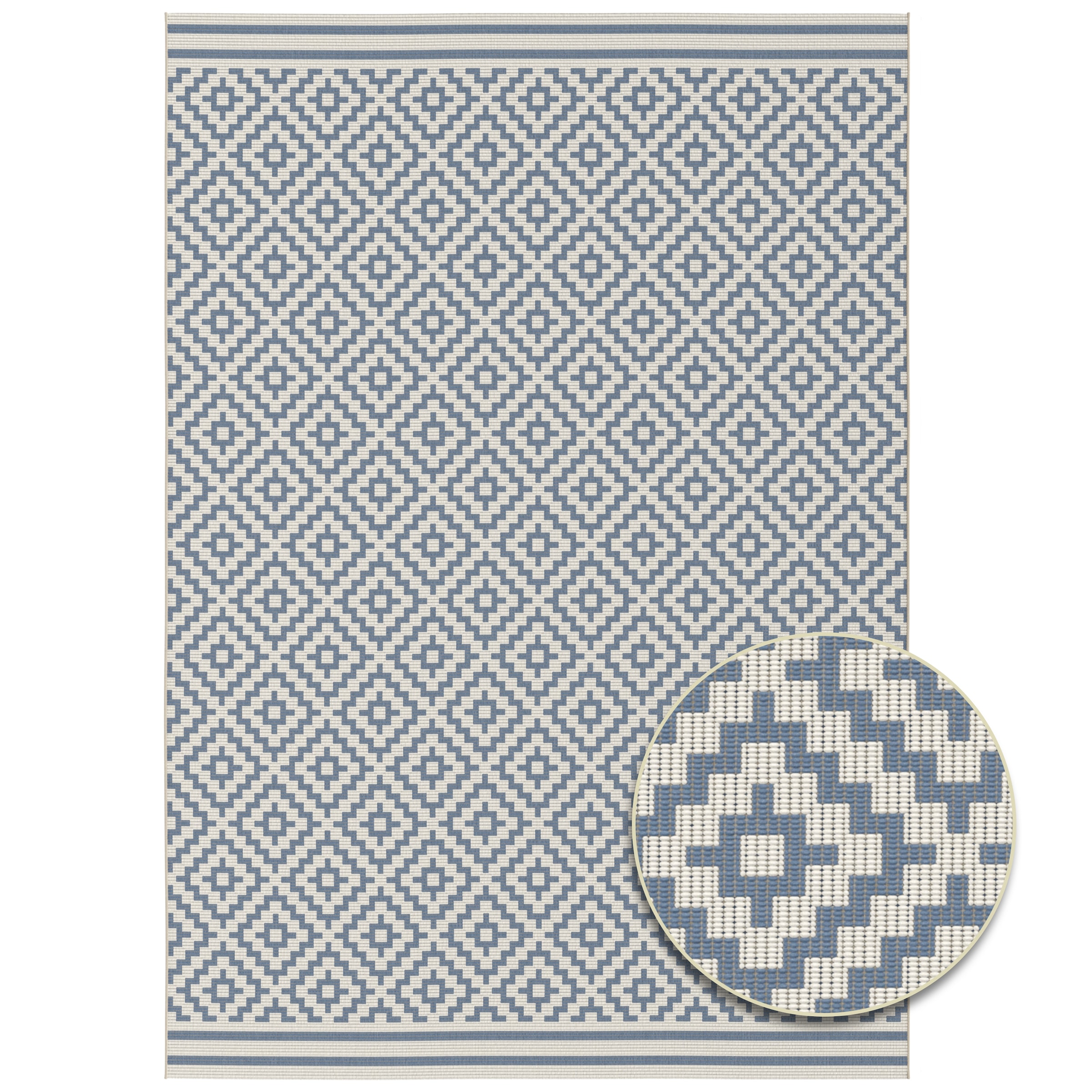 Primaflor-Ideen in Textil Teppich »Outdoorteppich ELDORADO Quadra«, rechteckig, 4 mm Höhe, Flachgewebe, Rauten, Scandi, In- und Outdoor geeignet, wasserfest