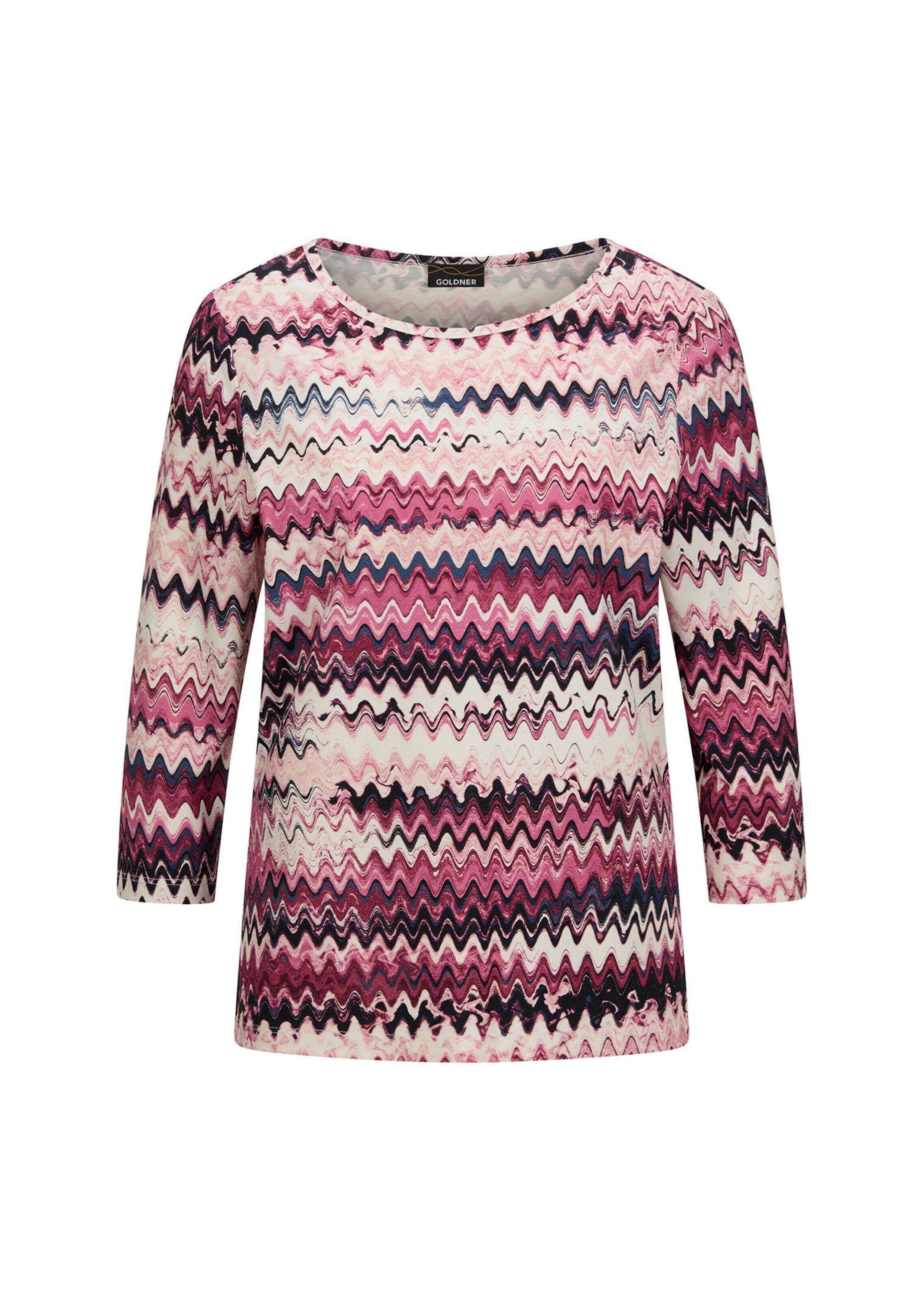 GOLDNER Print-Shirt "Halbarm-Viskosebluse, Zickzack-Design" günstig online kaufen