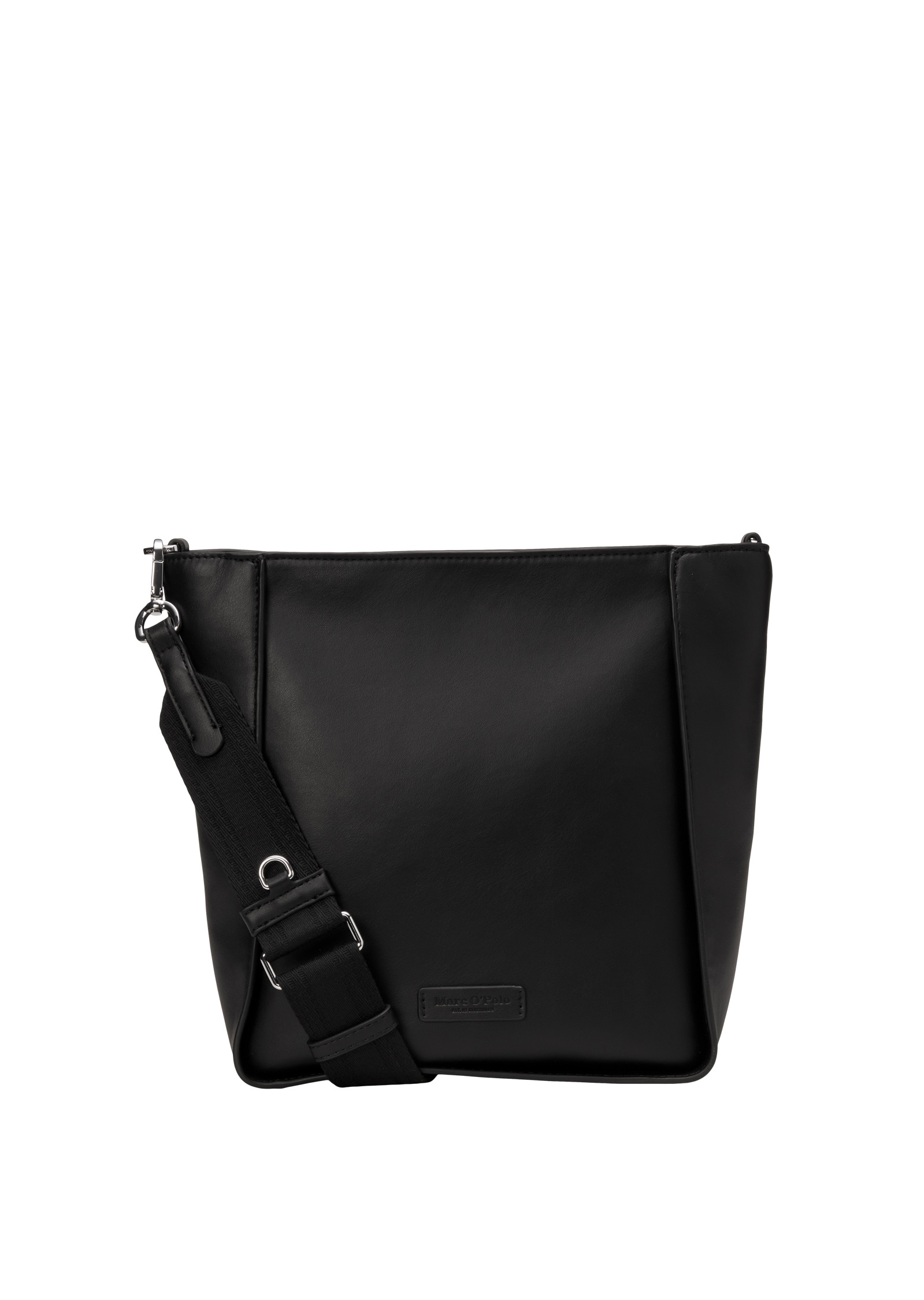 Umhängetasche MARC O'POLO "aus einer Lederalternative aus recyceltem Polyester", Damen, Gr. B/H/T: 28cm x 26cm x 11cm, schwarz, Polyester, unifarben, Taschen Umhängetasche