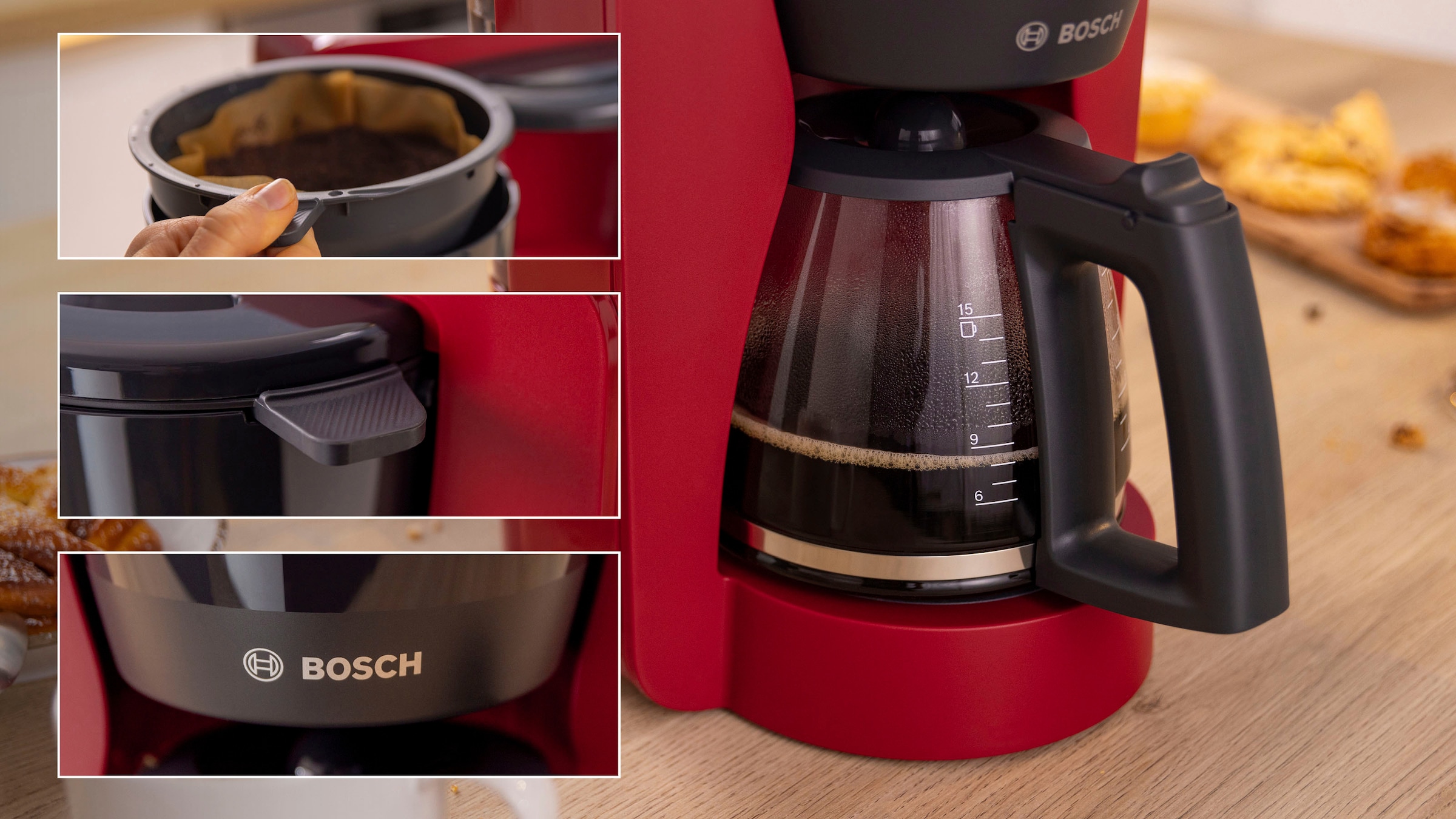 BOSCH Filterkaffeemaschine »MyMoment 1x4, 1200 Entkalkungsprogramm, Warmhaltefunktion, | TKA3M134«, 1,25 Papierfilter, Aroma intense, W 60min BAUR Kaffeekanne, l