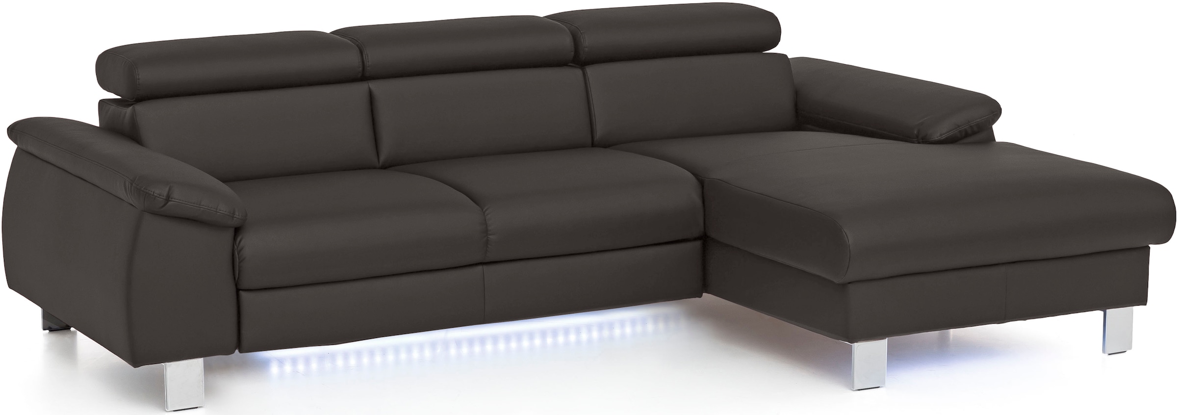 COTTA Ecksofa "Komaris L-Form,B:244cm, inkl. Kopfteilverstellung, Wellenunterfederung" optional mit Schlaffunktion und Bettkasten, plus opt. LED Beleuchtung