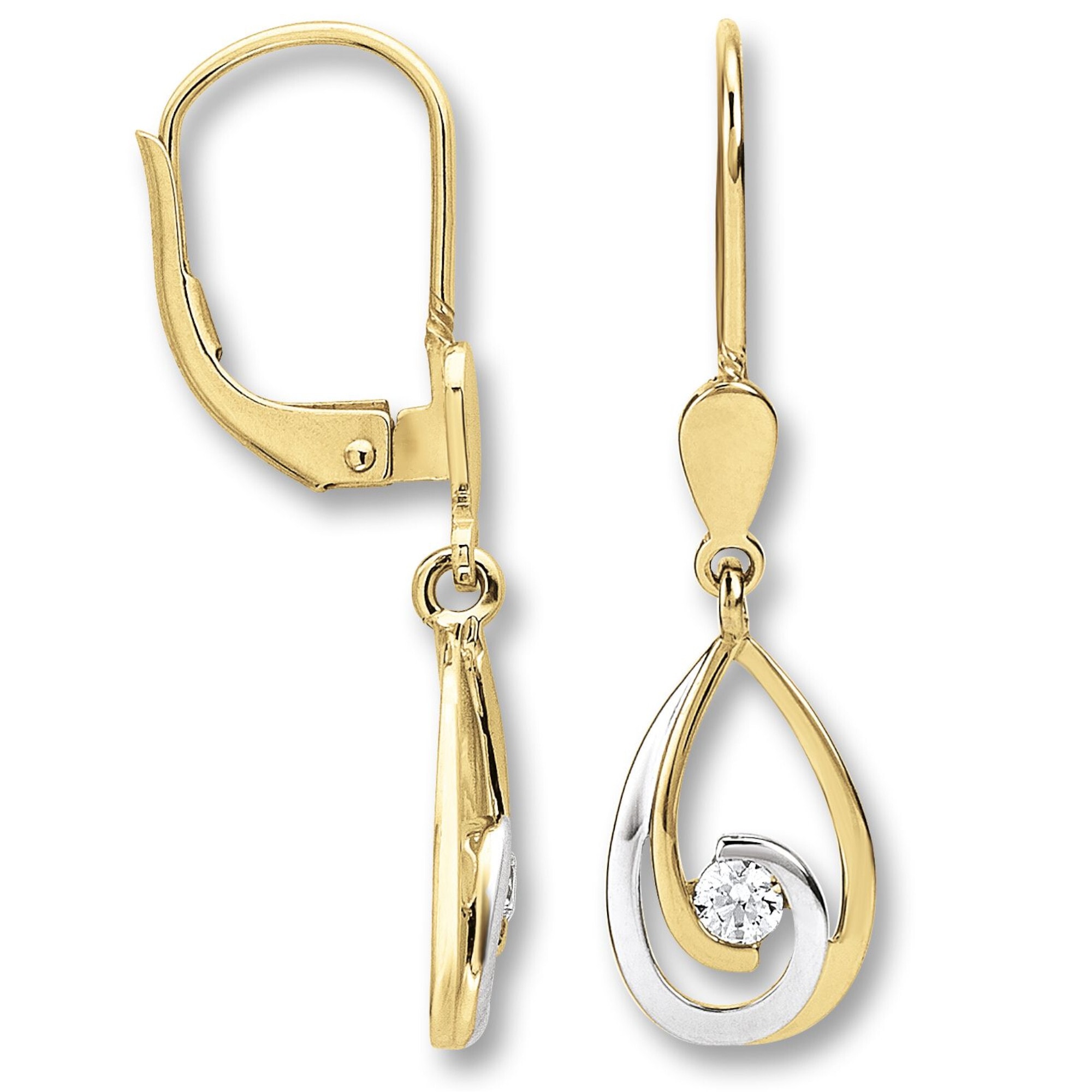 ONE ELEMENT Paar Ohrhänger »Zirkonia Ohrringe Ohrhänger aus 333 Gelbgold«, Damen Gold Schmuck