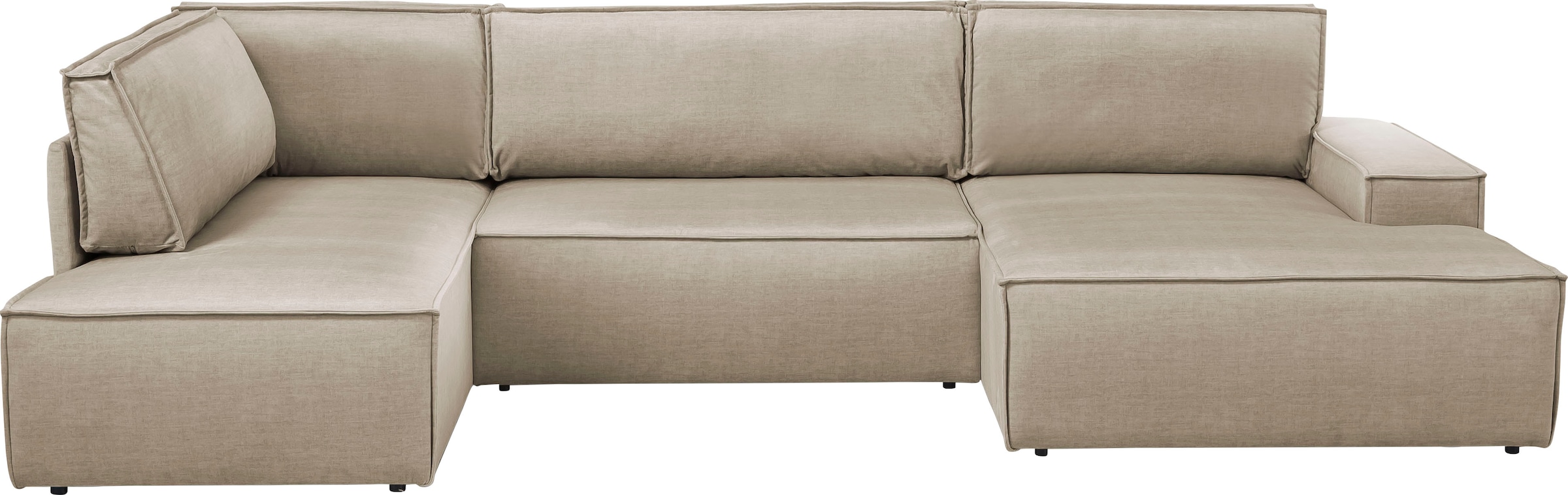 Home affaire Wohnlandschaft »SHERWOOD XXL 329 cm, U-Form, Schlafsofa,«, Schlaffunktion m. Bettkasten (194x139 cm), Cord, Vintage, Samtvelours