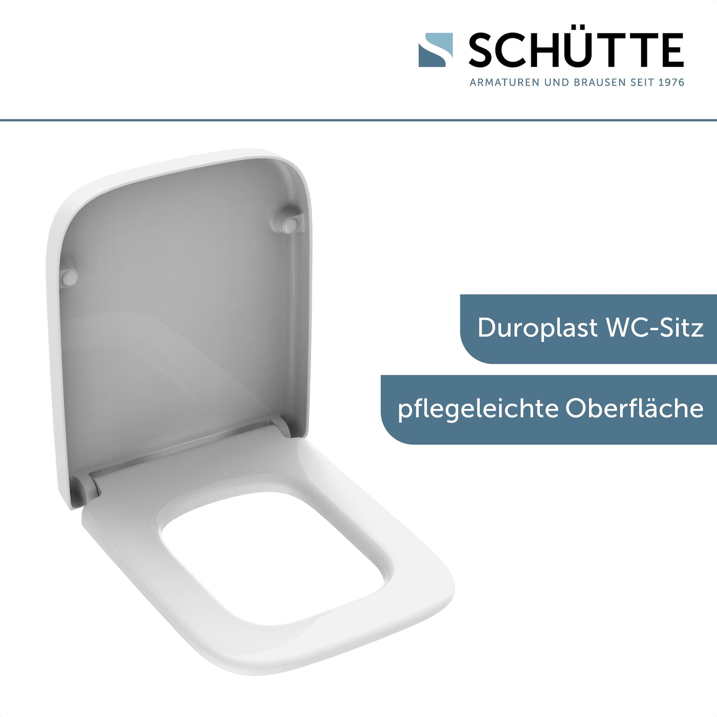 Schütte WC-Sitz »Duroplast, WHITE E-Form PRO 4«, (WC-Sitz, Befestigungsmaterial, Montageanleitung), mit Absenkautomatik und Schnellverschluss