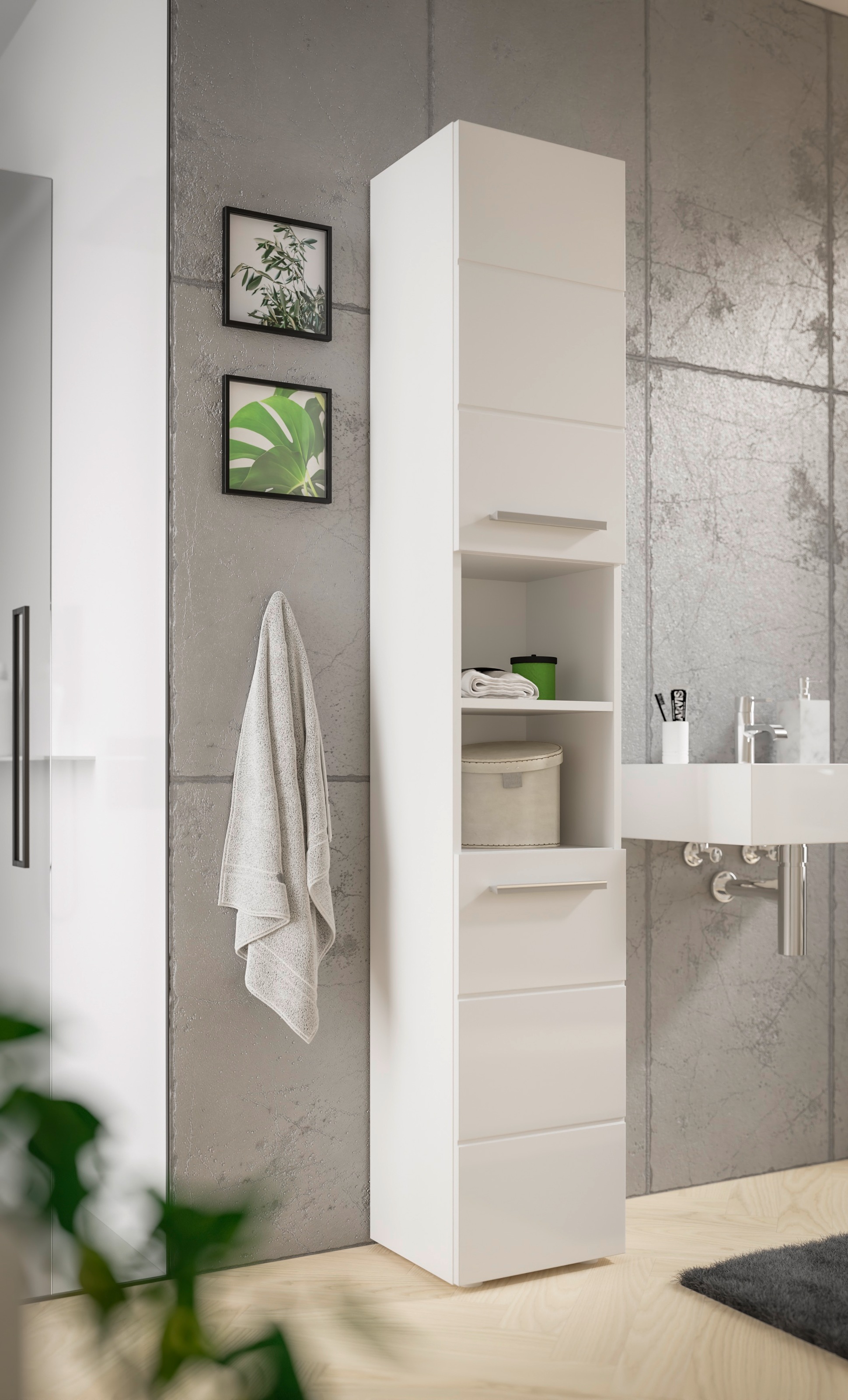 BASIC by Balculina Hochschrank »Mandi« 1 Stk. tlg. Breite 34cm, hochglanz Front