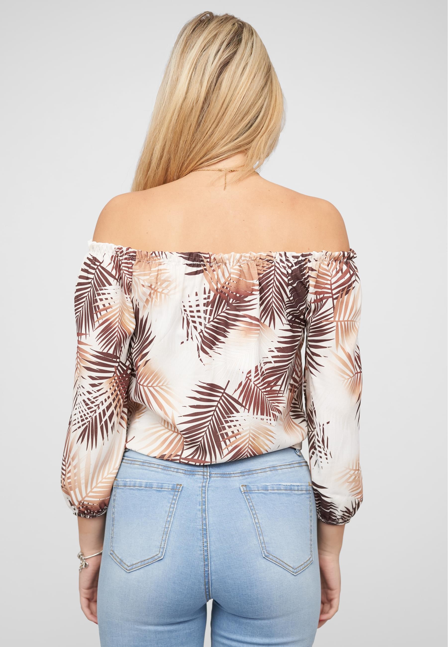CLOUD 5IVE T-Shirt »CLOUD 5IVE Off-Shoulder Bluse mit Knotendetail und Rüschen«, (1 tlg.)