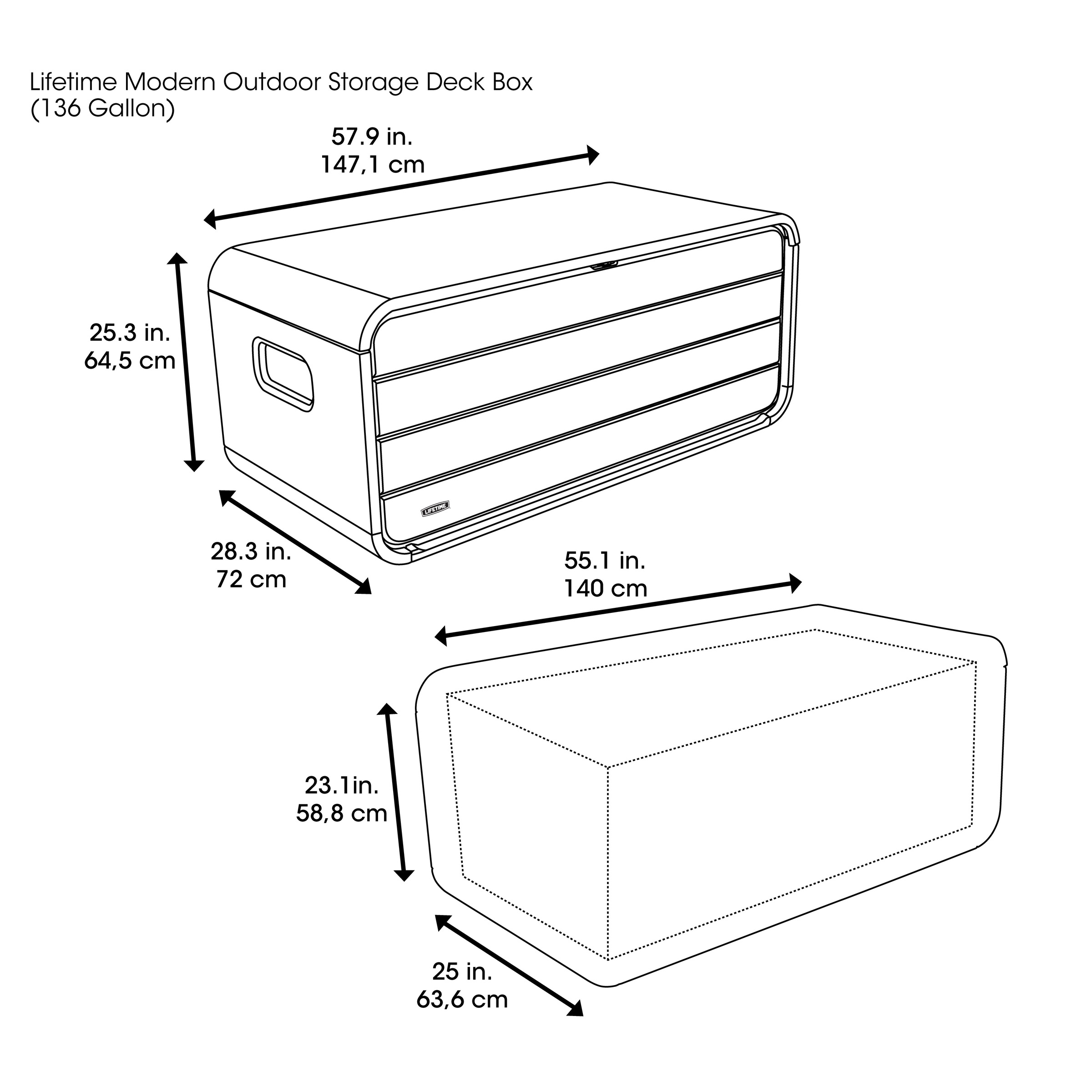 Lifetime Kissenbox »Space L«, 515 Liter, BxHxT: 147x72x64 cm