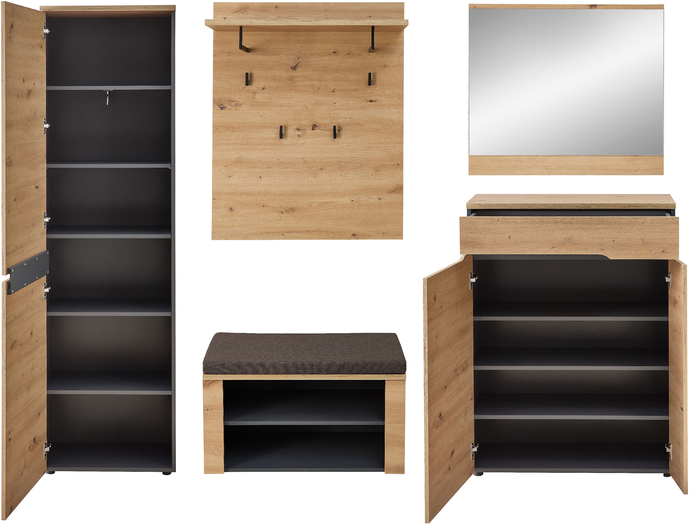 OTTO home Garderoben-Set »Fargo Garderobenset, 245/192/38 (B/H/T cm)« 5 Stk. tlg.