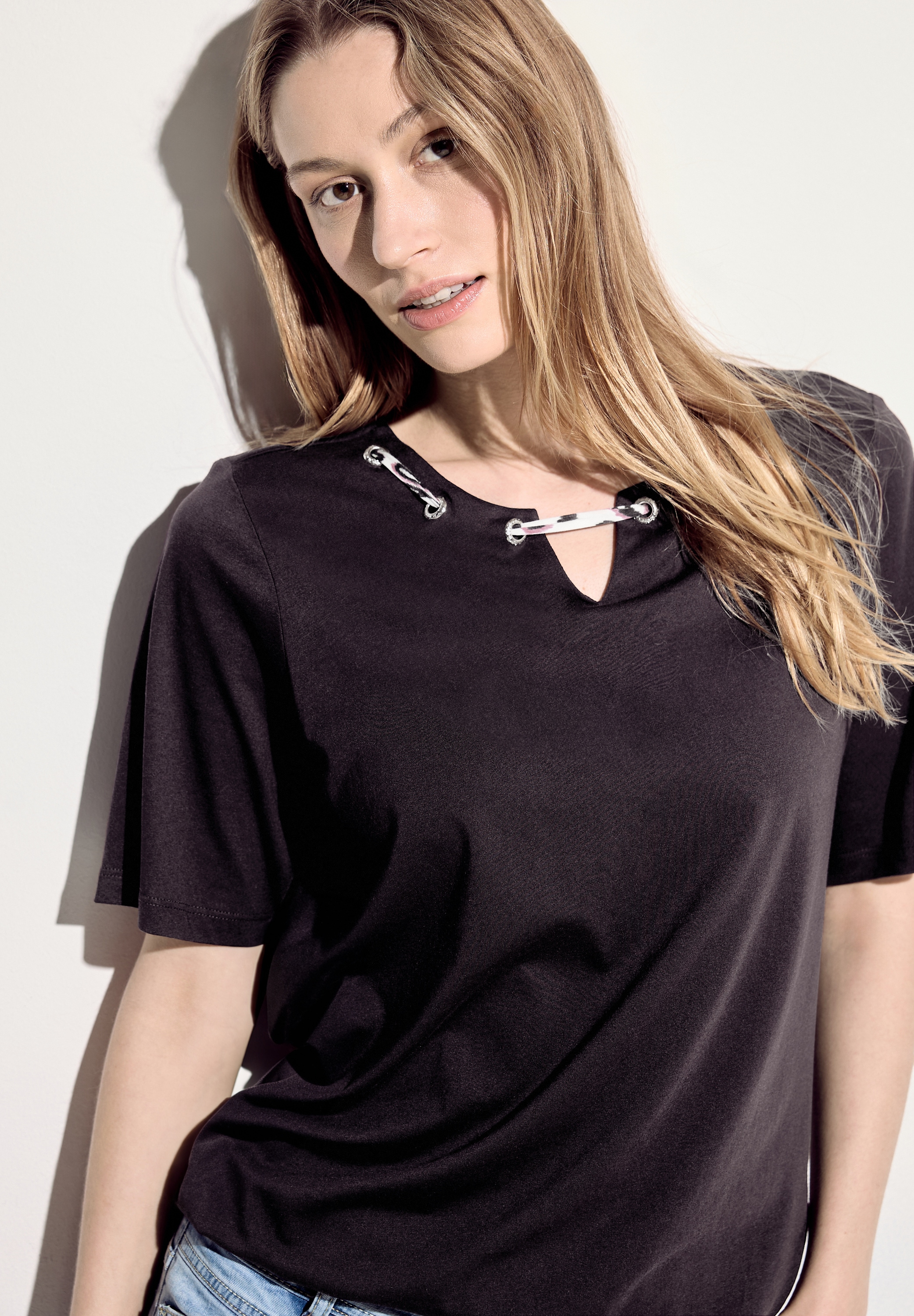 Cecil T-Shirt, mit buntem Stringdetail