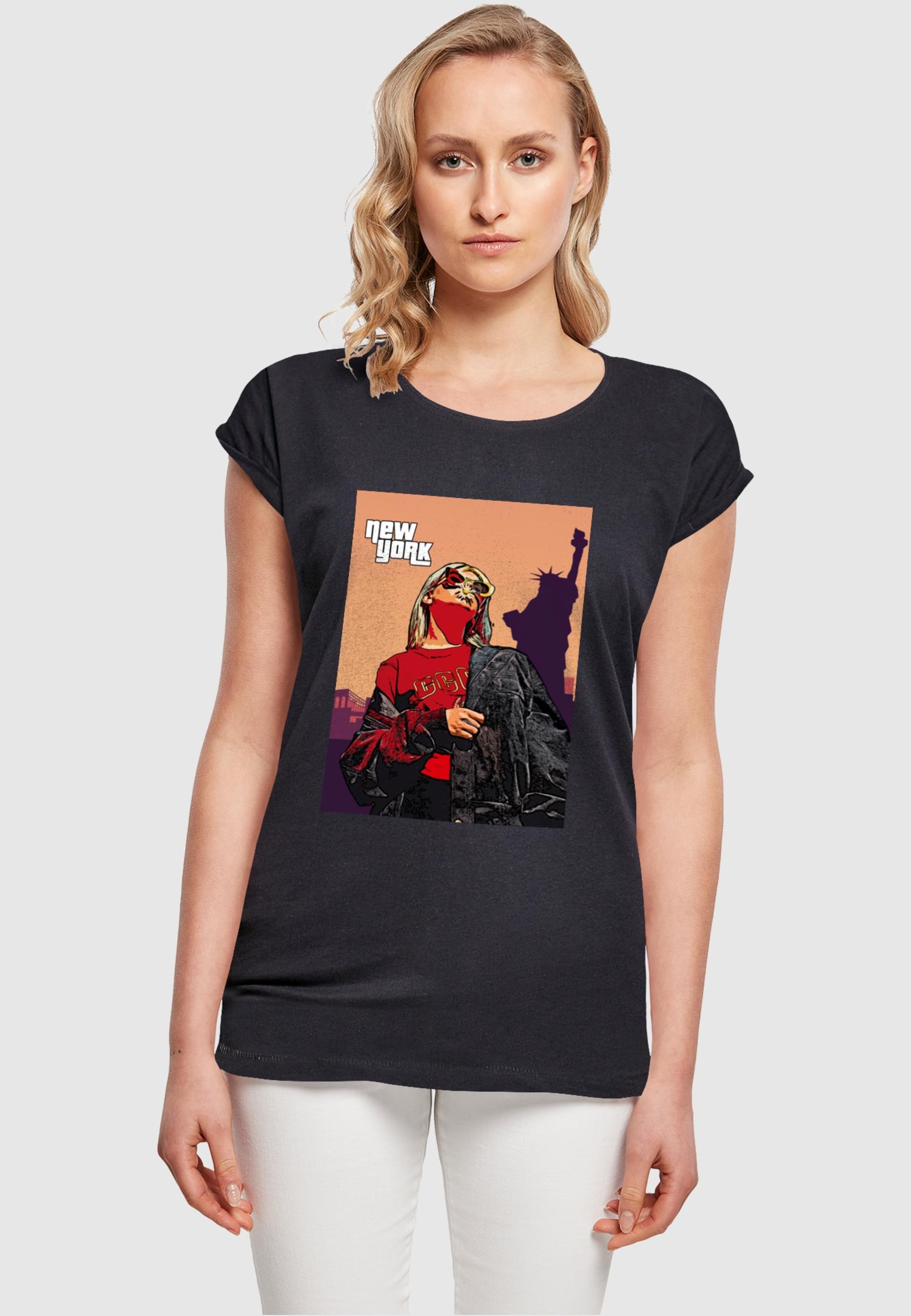 Thumbnail - Merchcode T-Shirt "Merchcode Damen Laides Grand New York Extended Shoulder Tee", (1 tlg.)