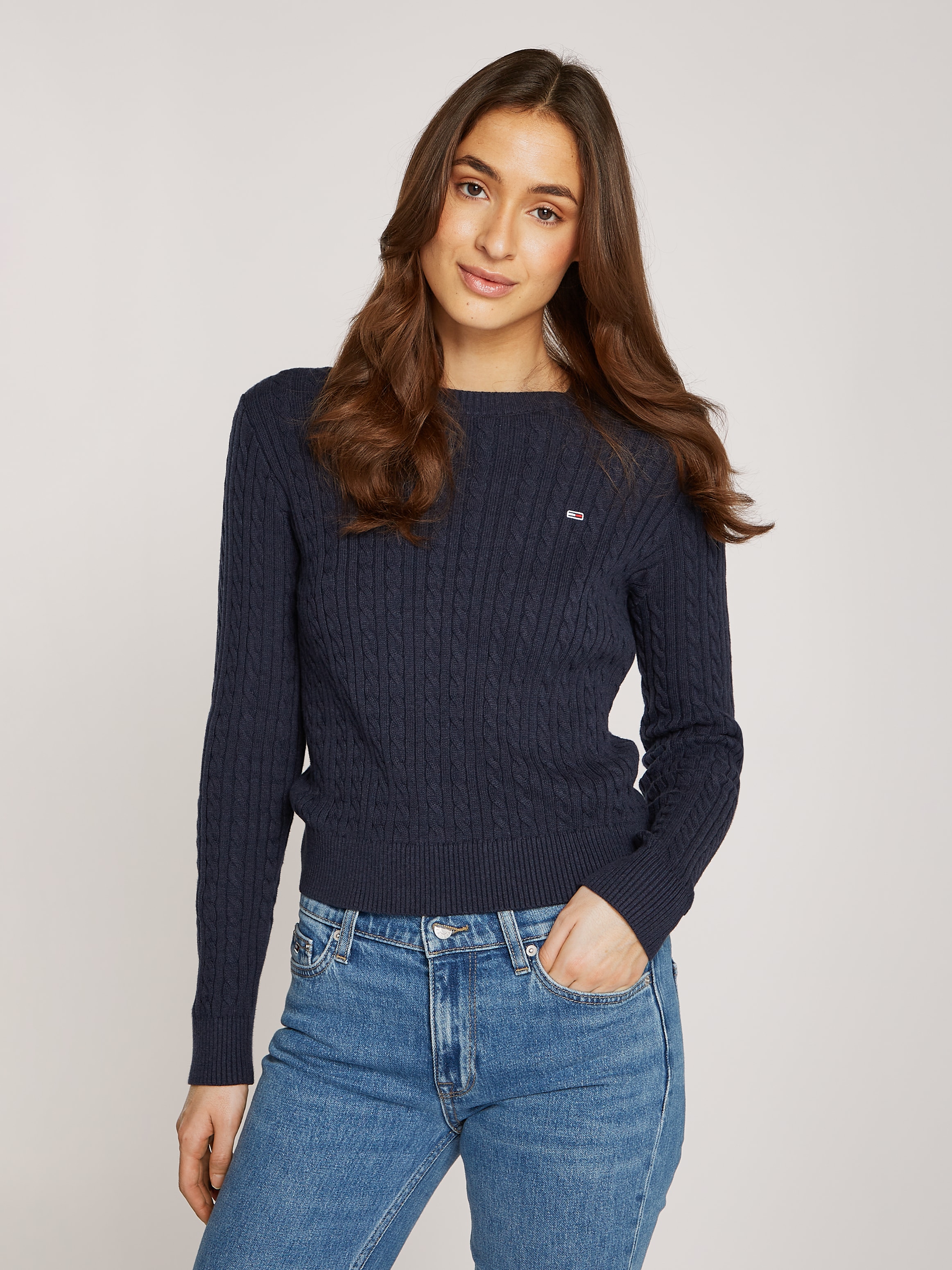 Tommy Jeans Strickpullover "TJW CABLE ESSENTIAL SWEATER", mit Zopfmuster, L günstig online kaufen