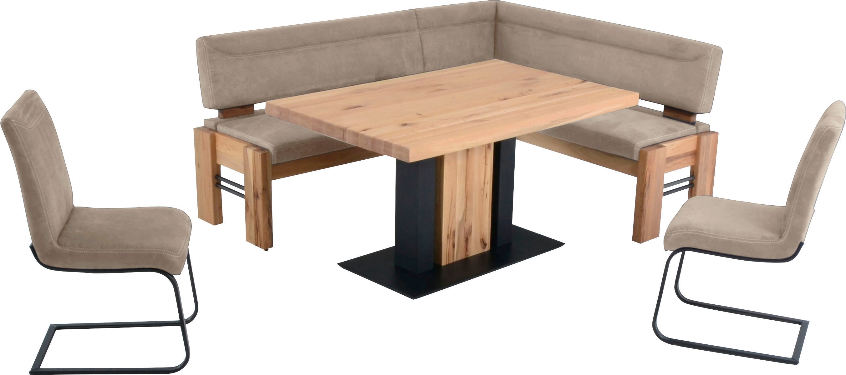 K+W Komfort & Wohnen Eckbankgruppe "Floyd" Set, 5 Stk. tlg. Stauraum-Eckbank, wahlweise rechts oder links langer Schenkel 203cm
