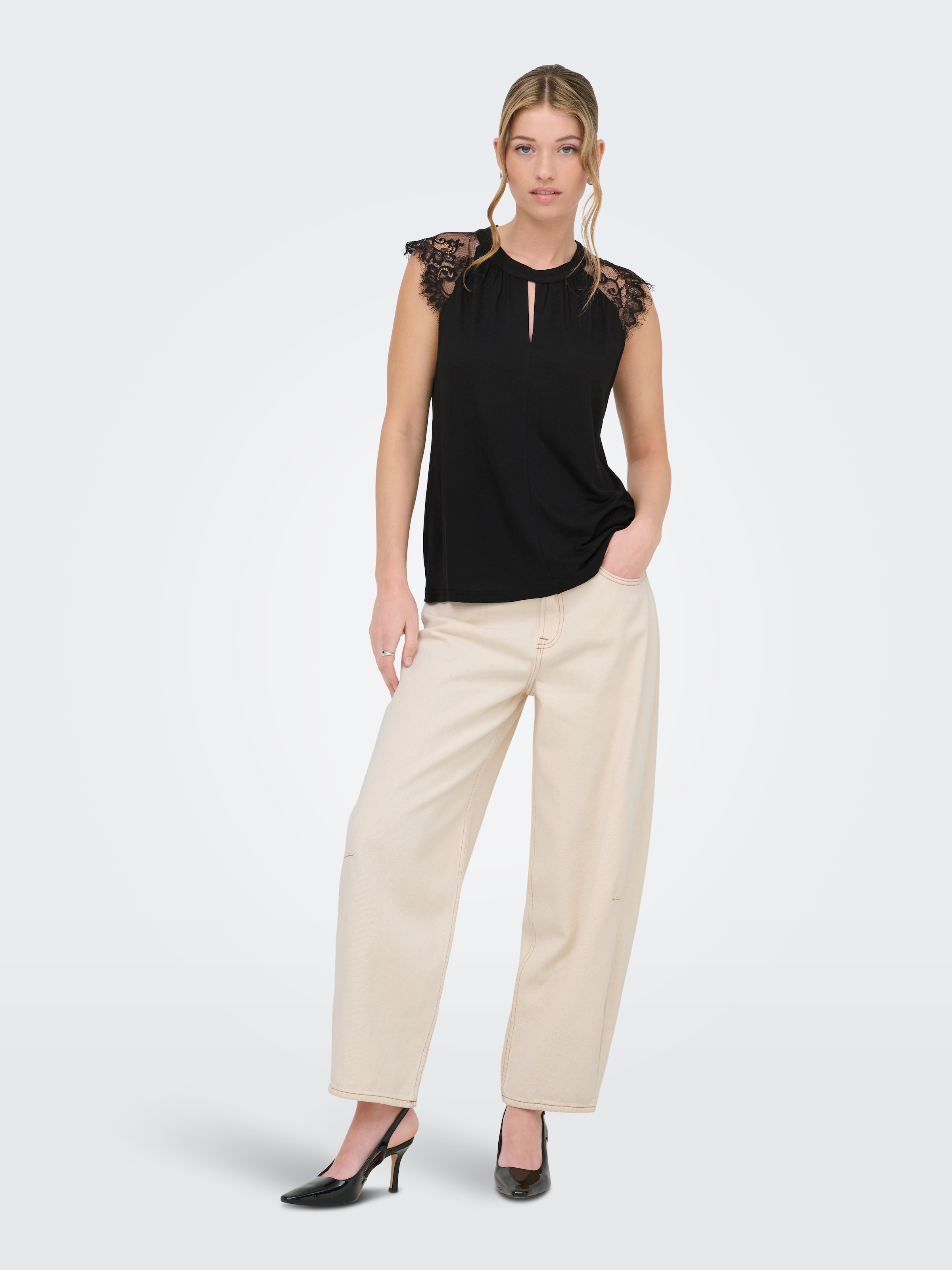 ONLY Kurzarmshirt »ONLNICOLA S/S TOP CS JRS« Viskose, regular fit, Rundhals