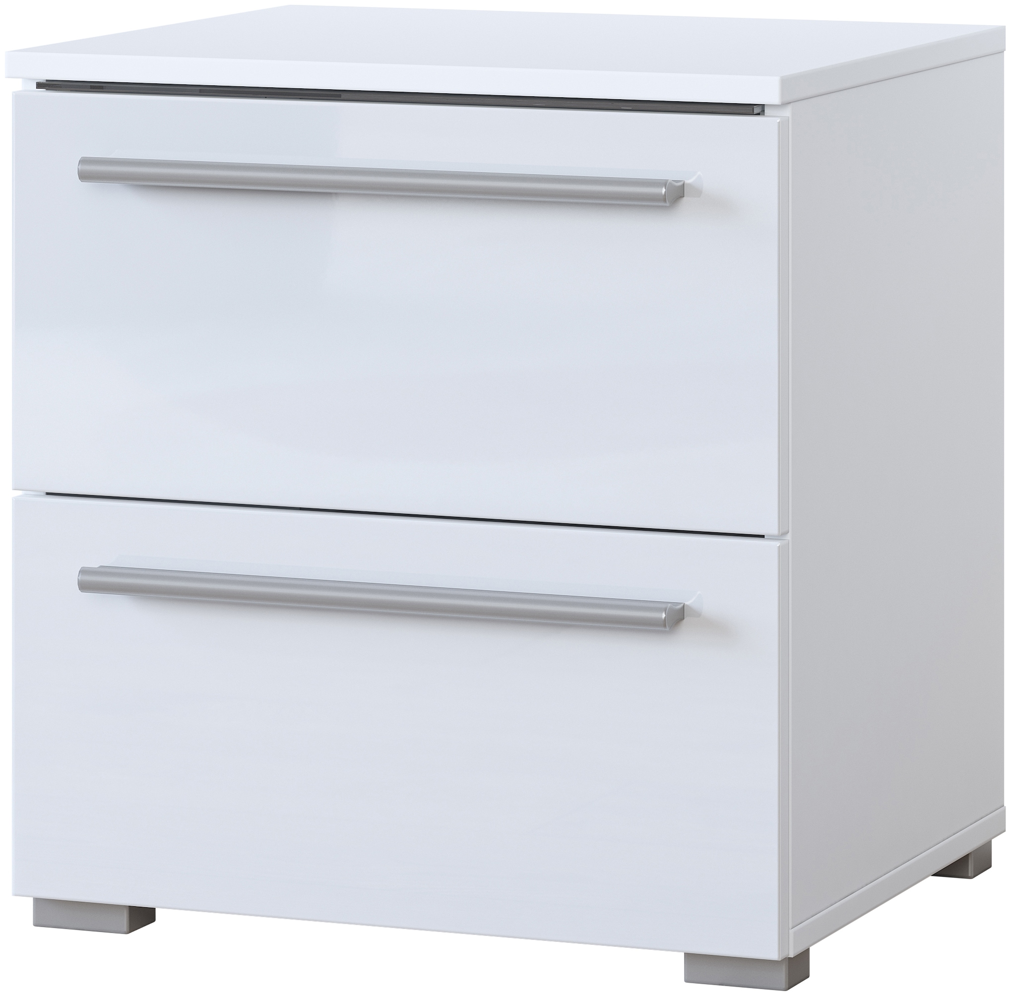 INOSIGN Nachtkommode »India, Stauraum in 2 Schubladen, FSC-zertifizierter Holzwerkstoff«, (in Schieferoptik oder weiß mit Hochglanzfronten, 46x50x41(BxHxT), Nachtschrank mit Beleuchtung und Fernbedienung, Made in Europe
