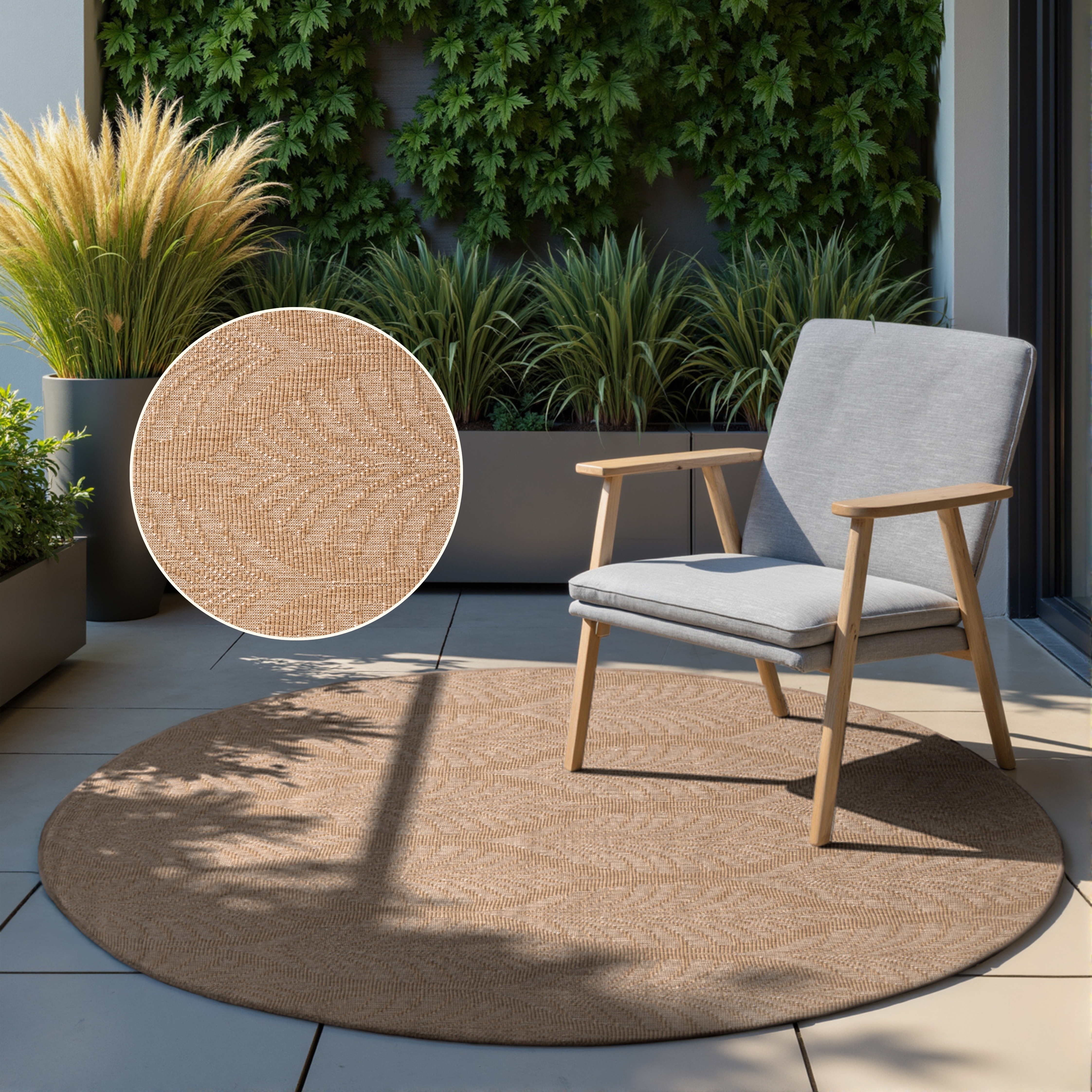 HANSE Home Outdoorteppich "Liora Wendeteppich" rund 5 mm Höhe In und Outdoor, Flachgewebe, wetterfest, pflegeleicht, robust